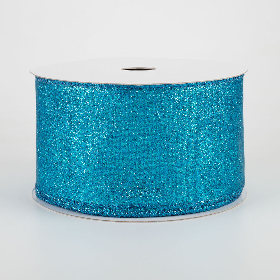 2.5" Shimmer Glitter Ribbon: Turquoise (10 Yards)