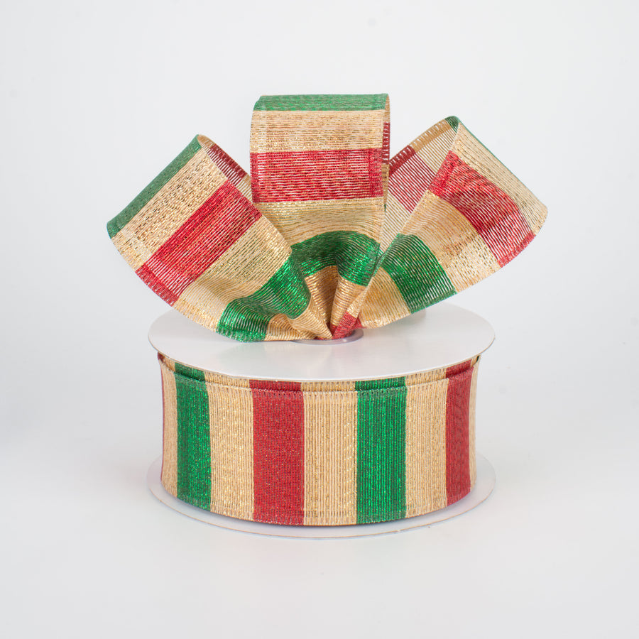 1.5" Shimmering Stripes Ribbon: Green & Red (10 Yards) Lifestyle Photo