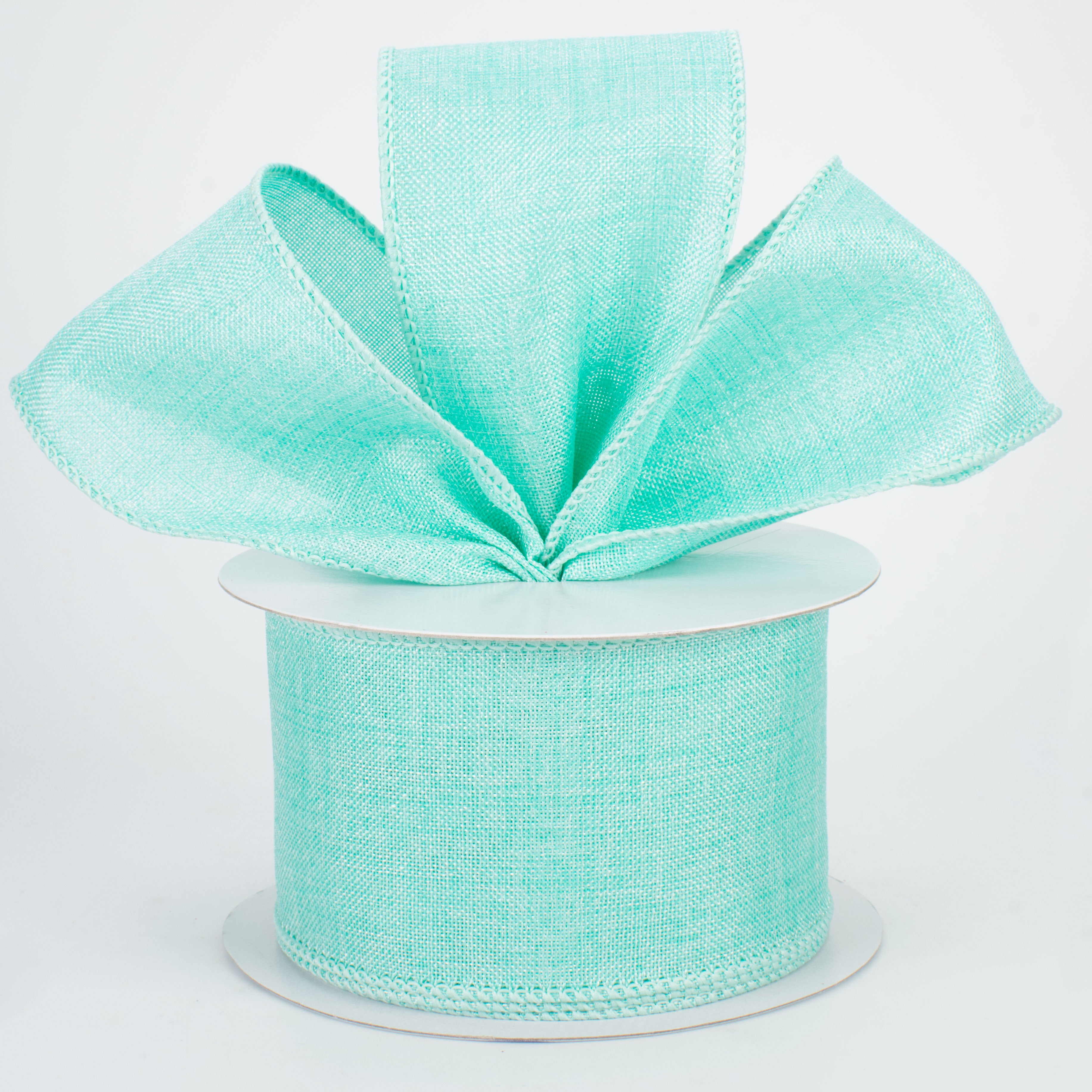 2.5" Shiny Canvas Ribbon: Aquamarine (10 Yards) Lifestyle Photo