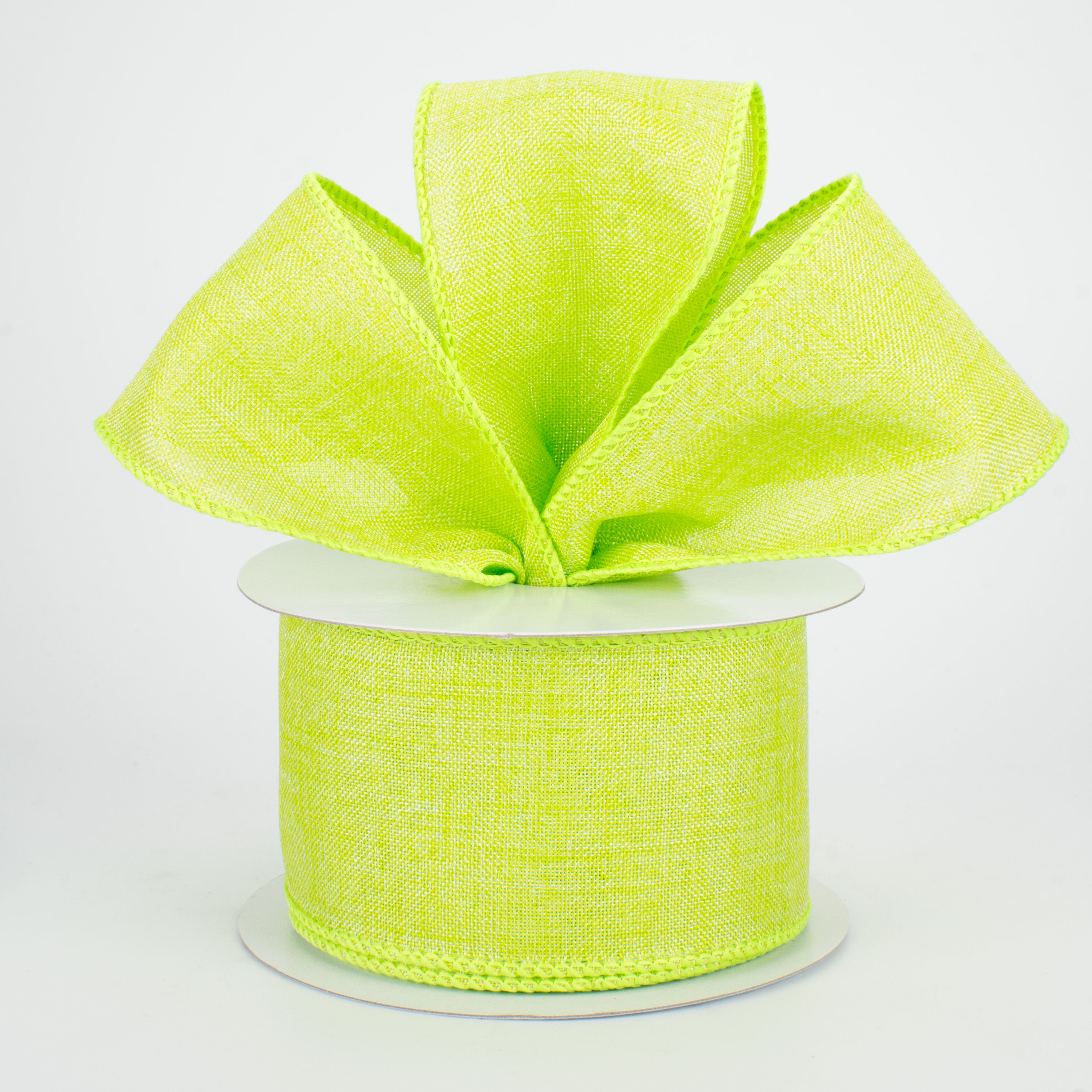 2.5" Shiny Canvas Ribbon: Lime Green (10 Yards) Lifestyle Photo