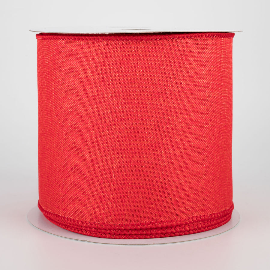 4" Shiny Canvas Ribbon: Red (10 Yards)