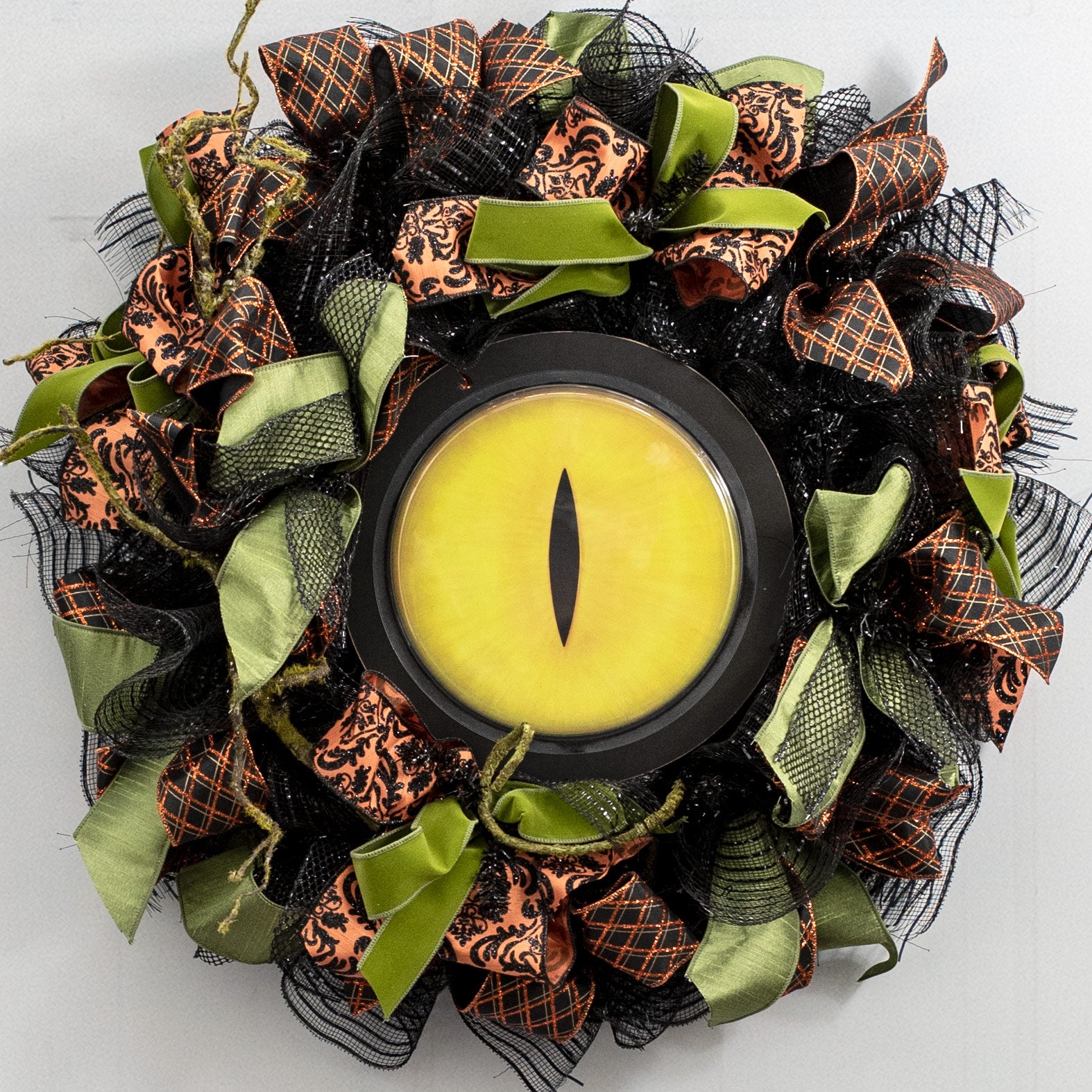 10" Shiny Cat Eye Dome Sign: Yellow & Black Lifestyle Photo