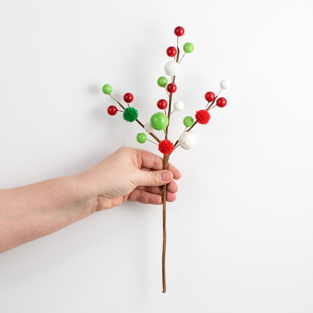 14" Shiny Fuzzy Mix Ball Pick: Red, Green, White detail photo 3