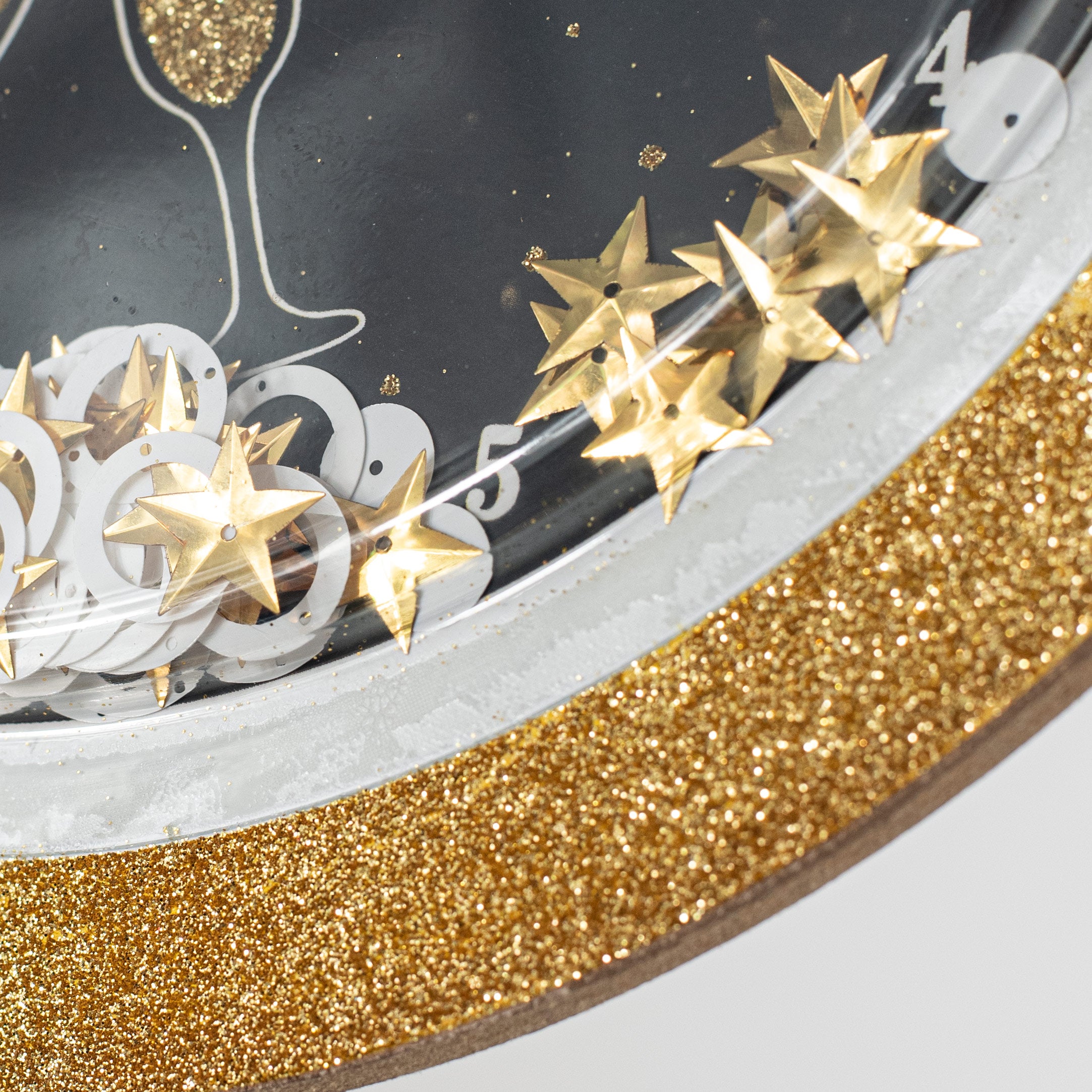 10" Shiny Happy New Year Clock Sign: Black & Gold detail photo 3