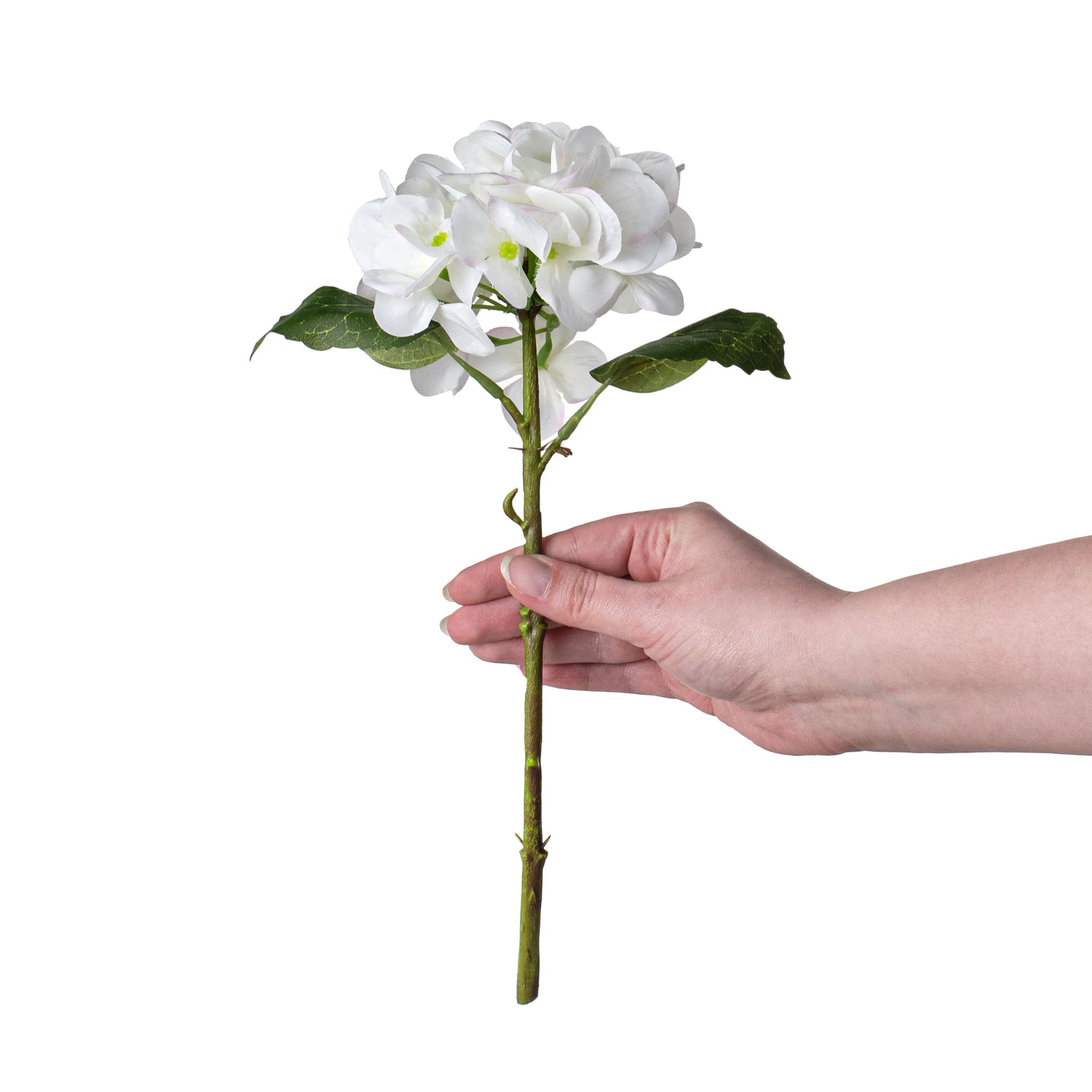 12" Silk Hydrangea Stem: White detail photo 3