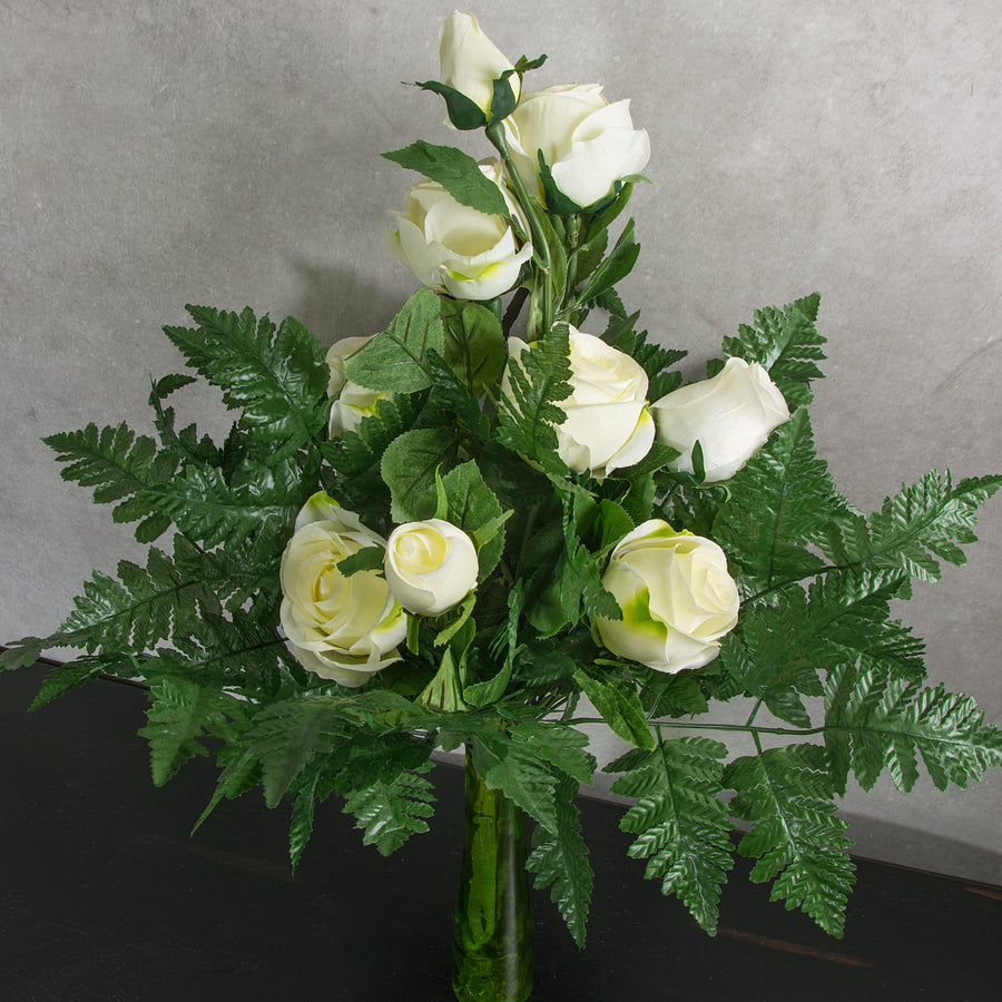 16" Silk Leather Leaf Fern Bush: Green (12) Lifestyle Photo