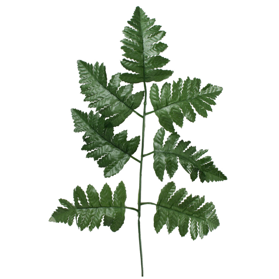 16" Silk Leather Leaf Fern Bush: Green (12) detail photo 3