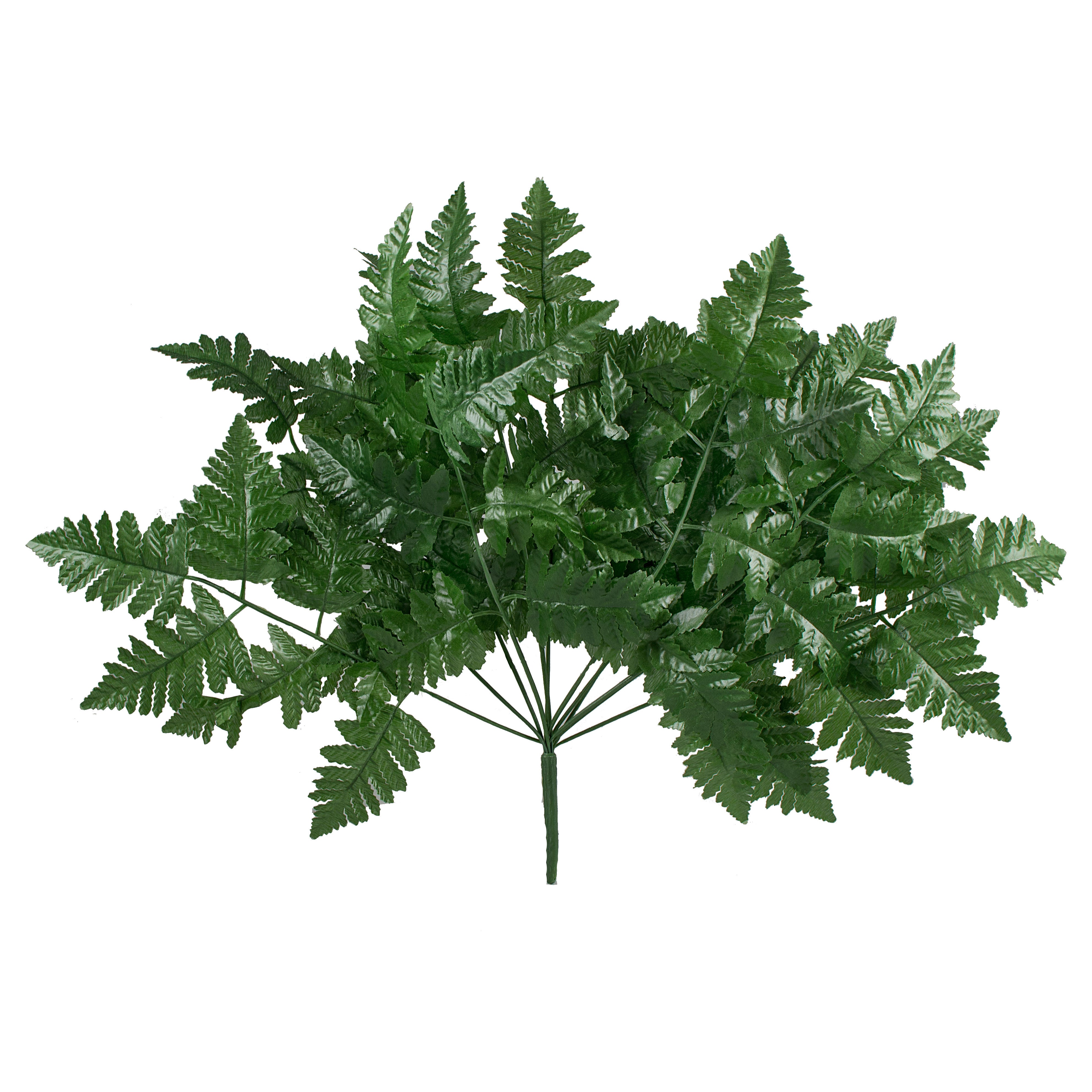 16" Silk Leather Leaf Fern Bush: Green (12) Item Number: FG5072
