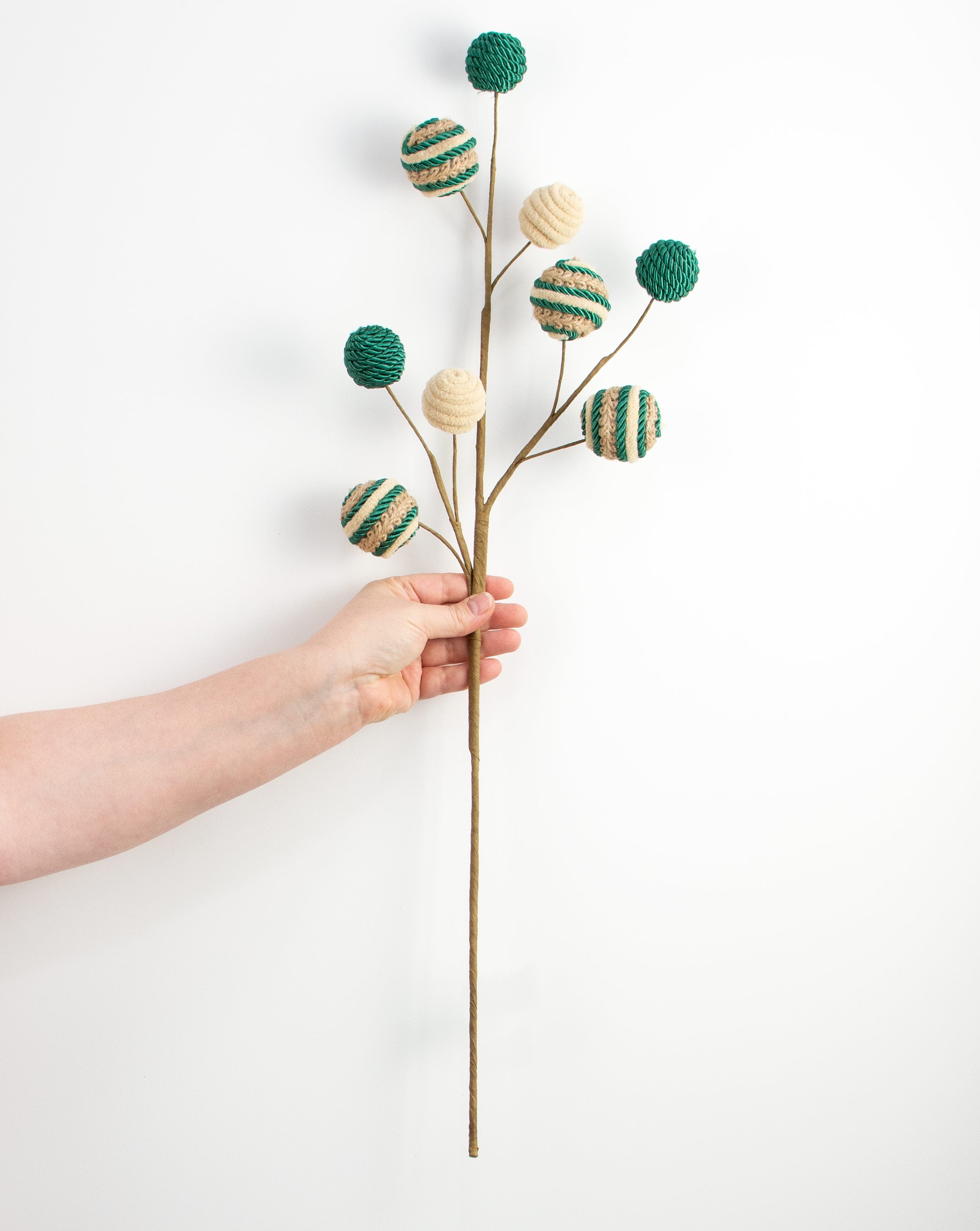 28" Silk Rope & Jute Ball Spray: Green detail photo 3