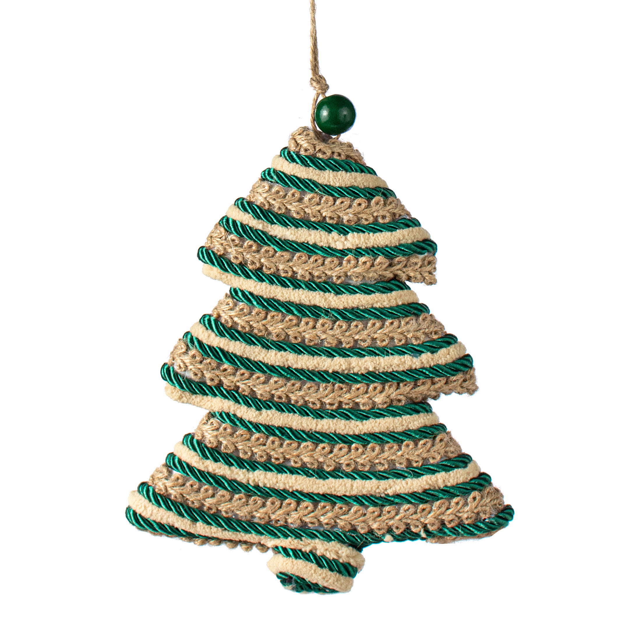 8" Silk Rope & Jute Tree Ornament: Green Item Number: 85700GN