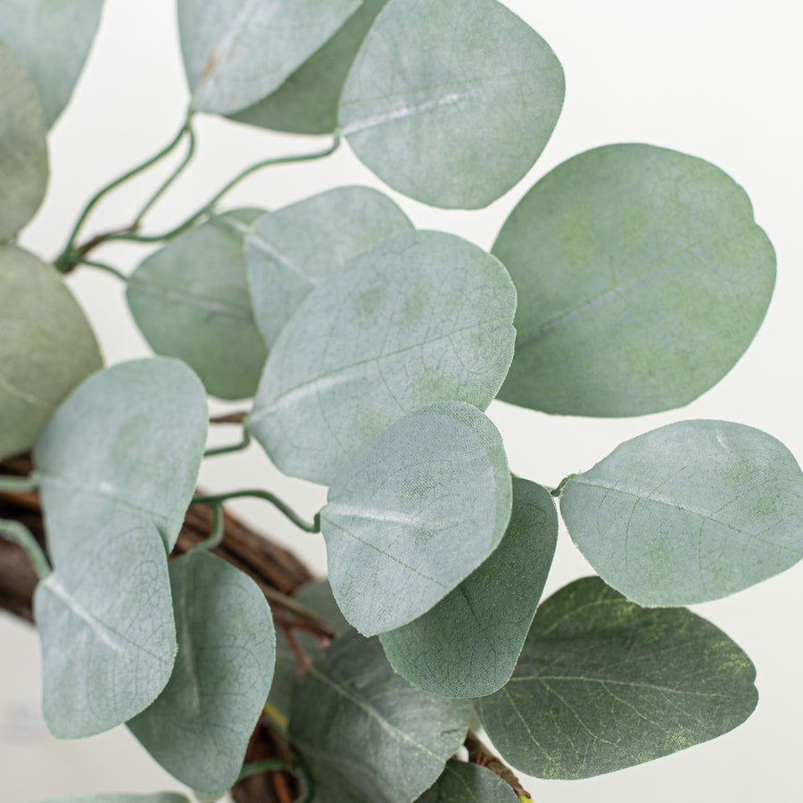 21.5" Silver Dollar Eucalyptus Wreath detail photo 3