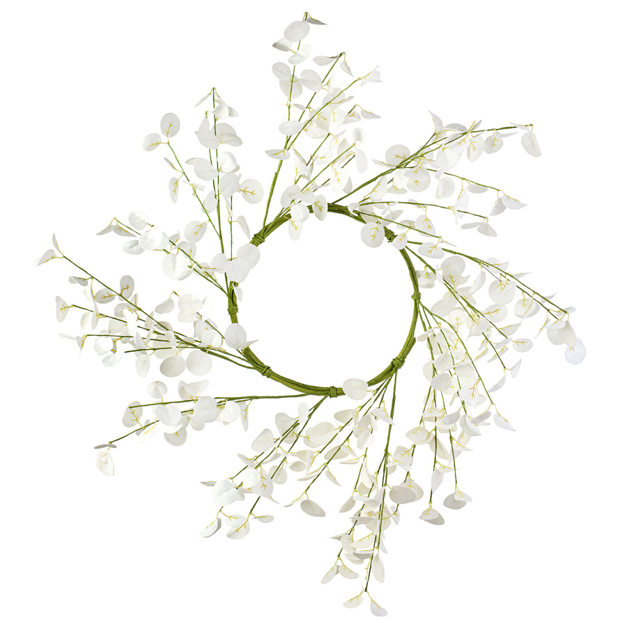 24"  Silver Dollar Eucalyptus Wreath: White Item Number: 27030