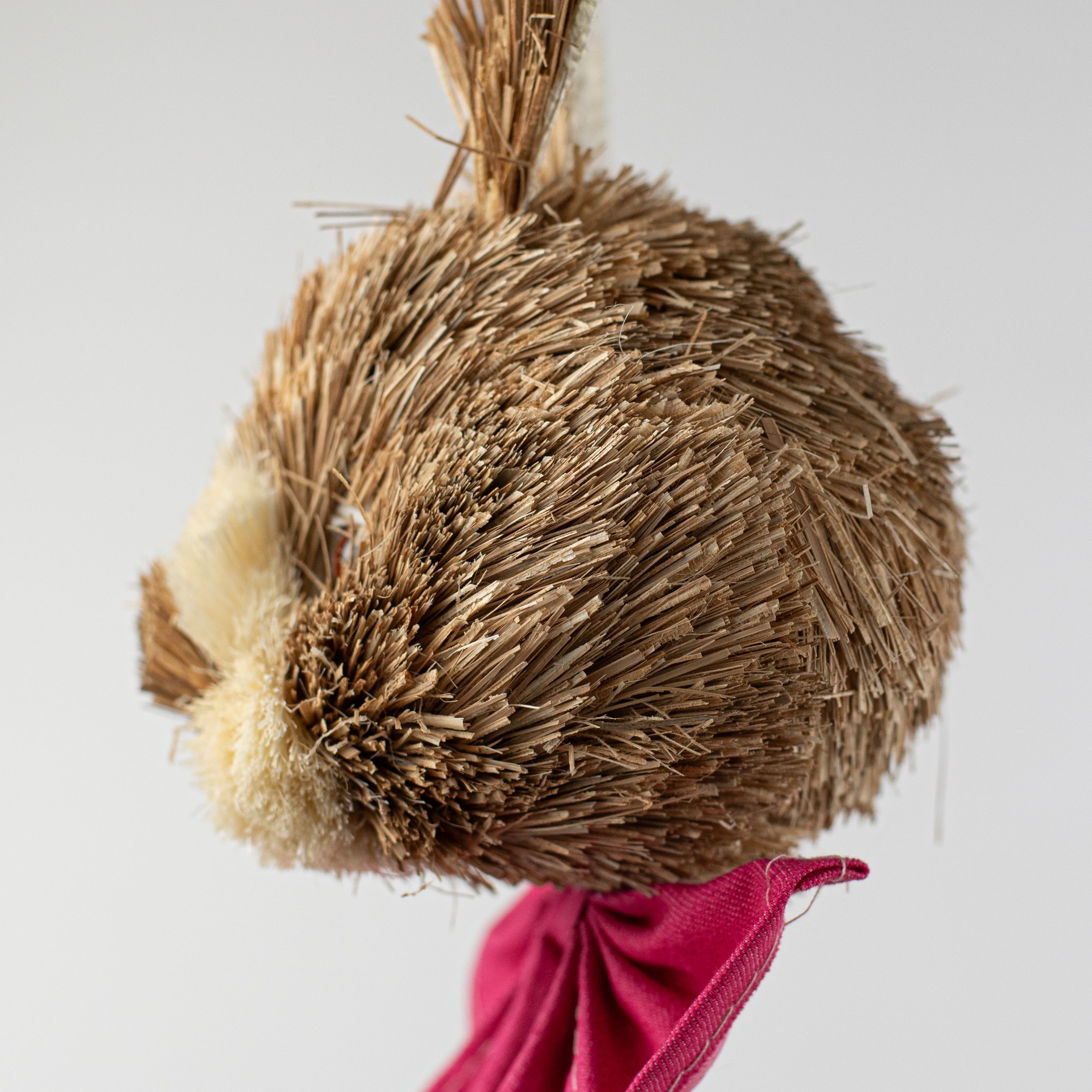 21" Sisal Bunny Head with Bow Pick: Fuchsia Pink detail photo 3