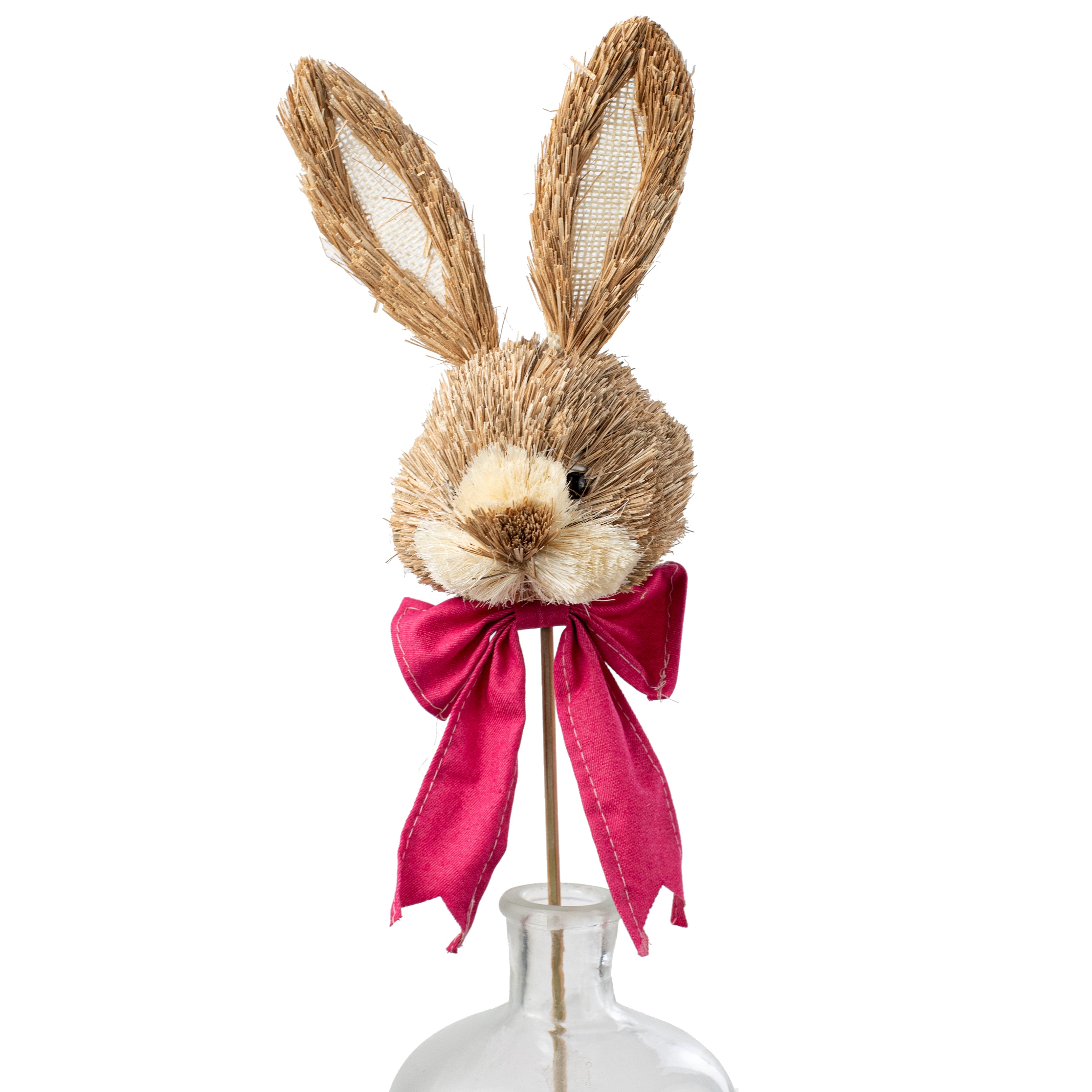 21" Sisal Bunny Head with Bow Pick: Fuchsia Pink Item Number: 63534BT