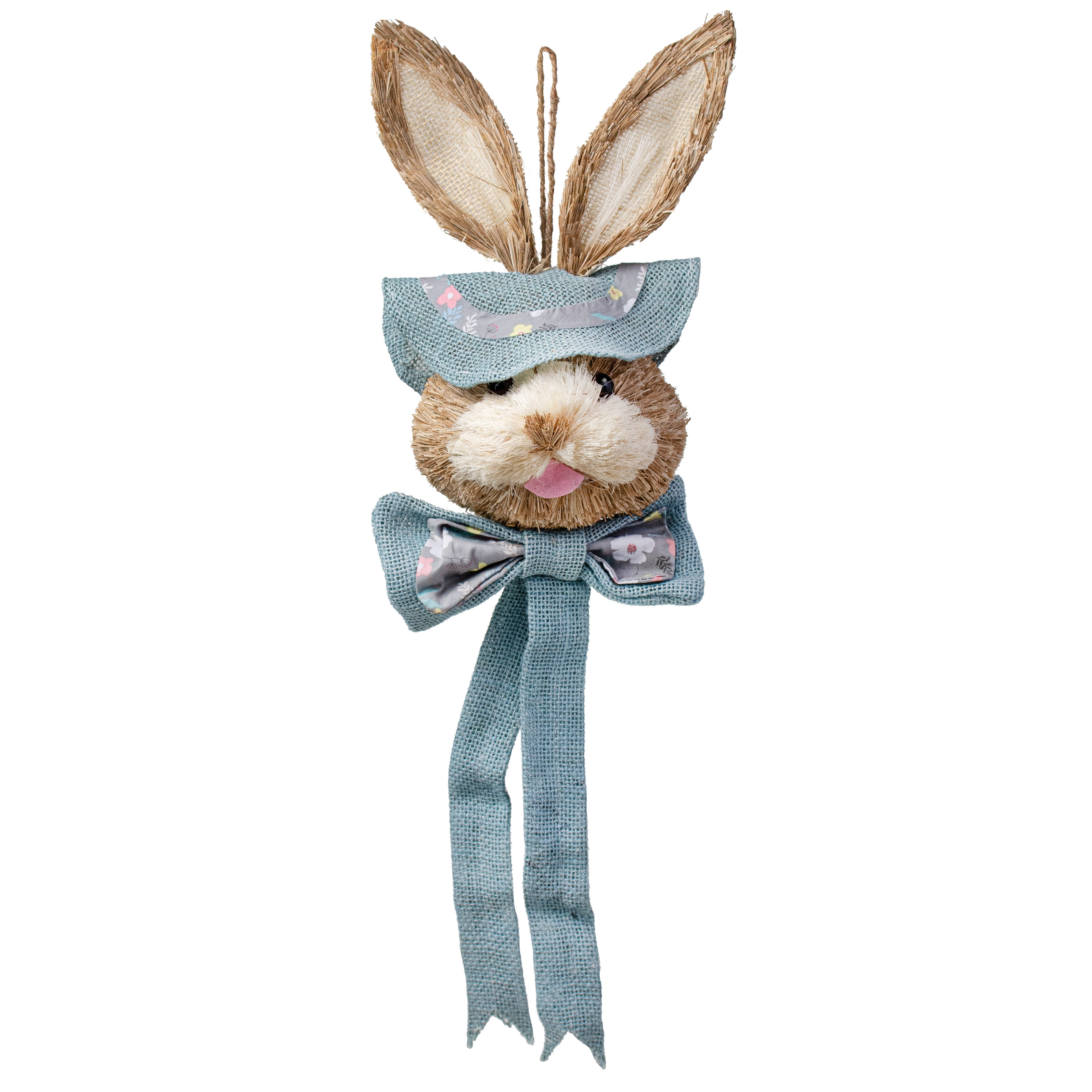 25" Sisal Bunny Head With Burlap Hat & Bow: Dusty Blue Item Number: 9743607