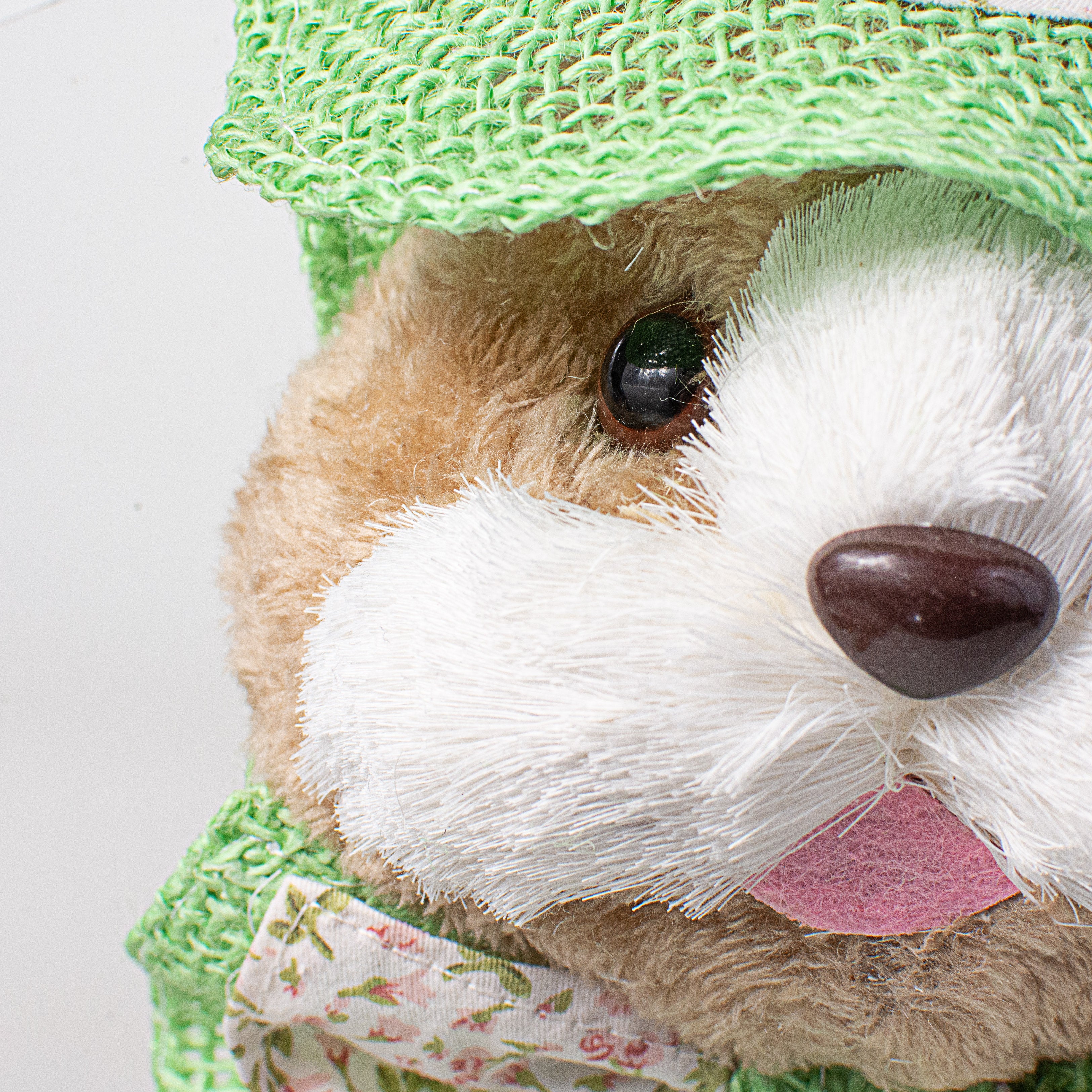 20" Sisal Bunny Head: Green With Floral Fabric detail photo 4