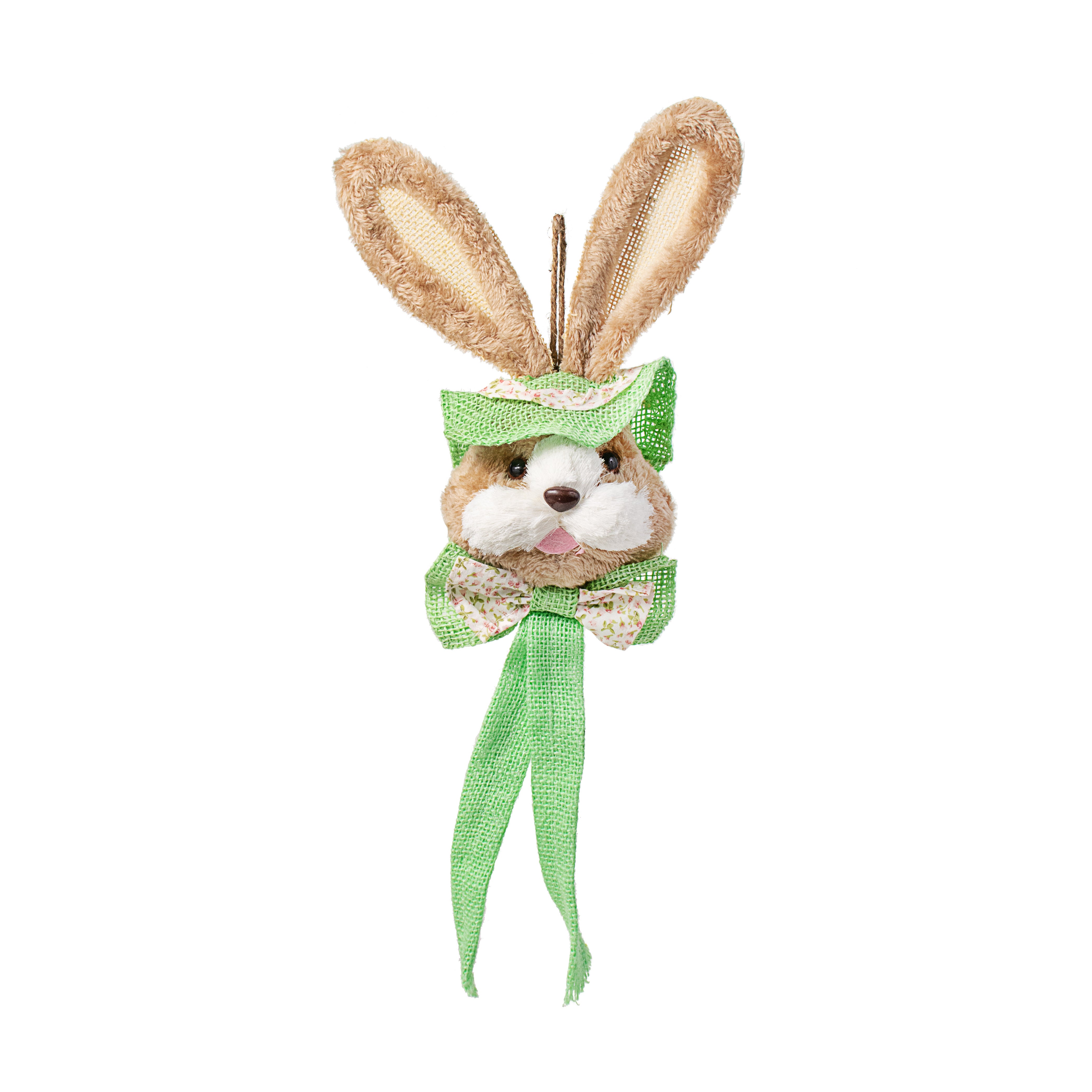 20" Sisal Bunny Head: Green With Floral Fabric Item Number: 9738360