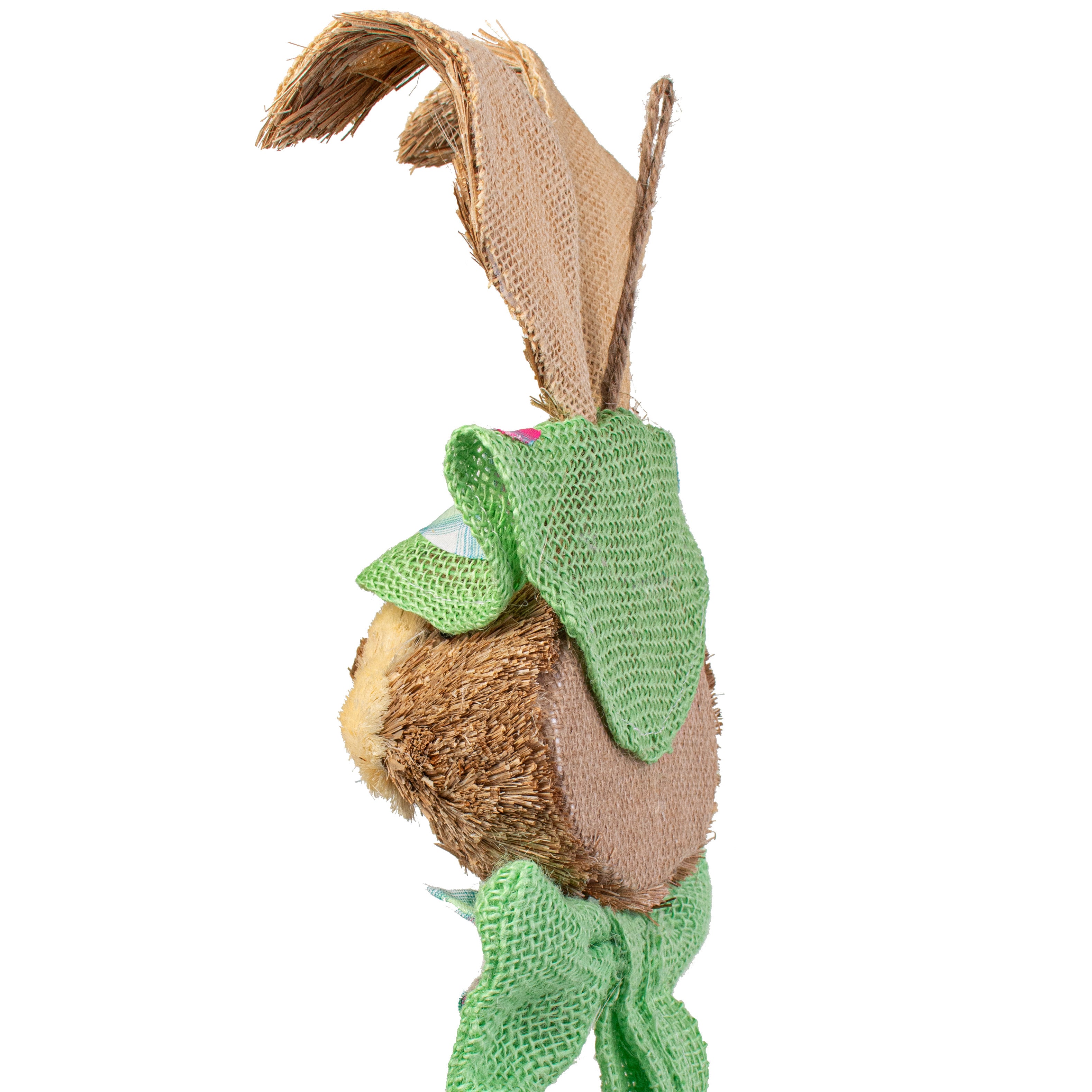 25" Sisal Bunny Head: Green With Plaid Fabric detail photo 3