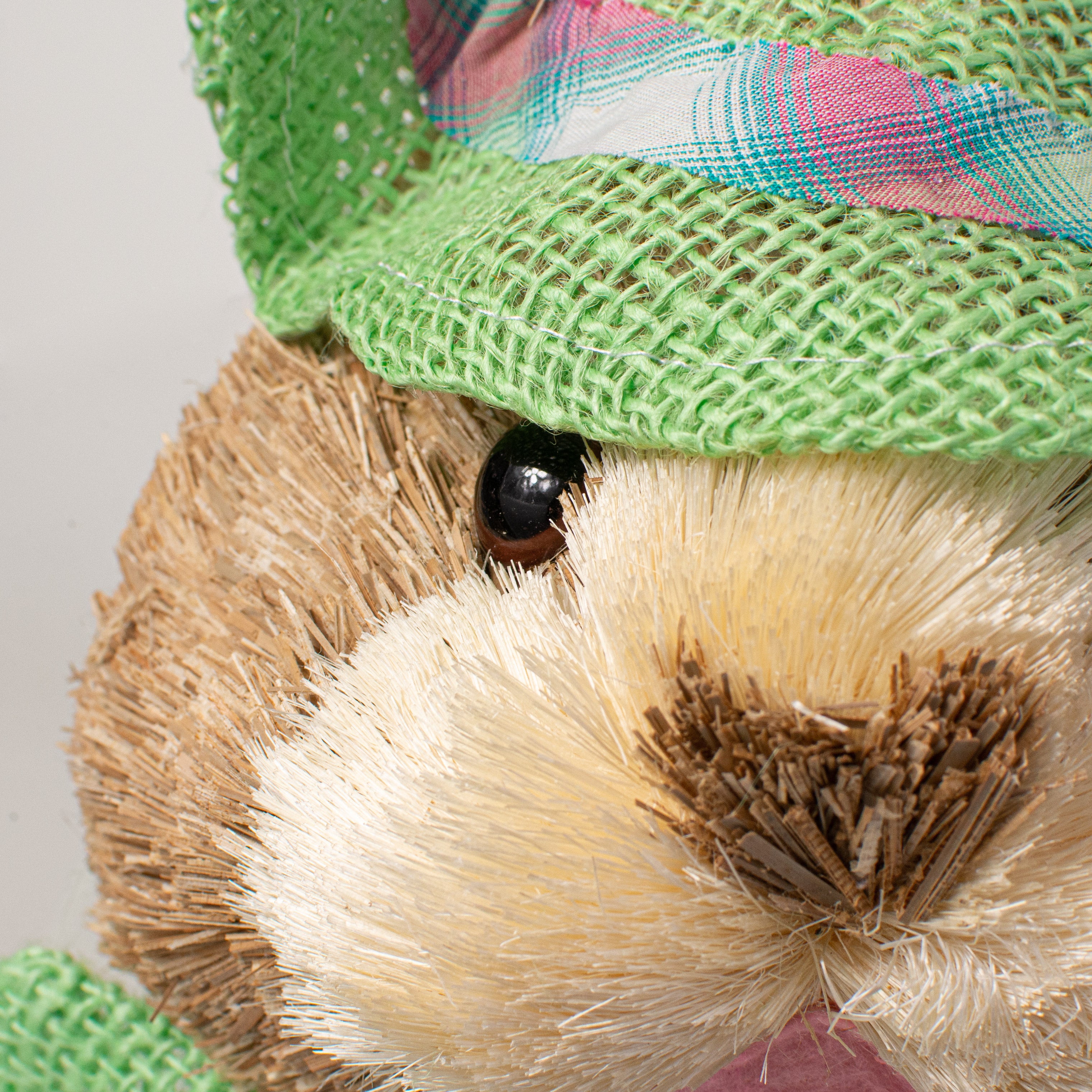 25" Sisal Bunny Head: Green With Plaid Fabric detail photo 4