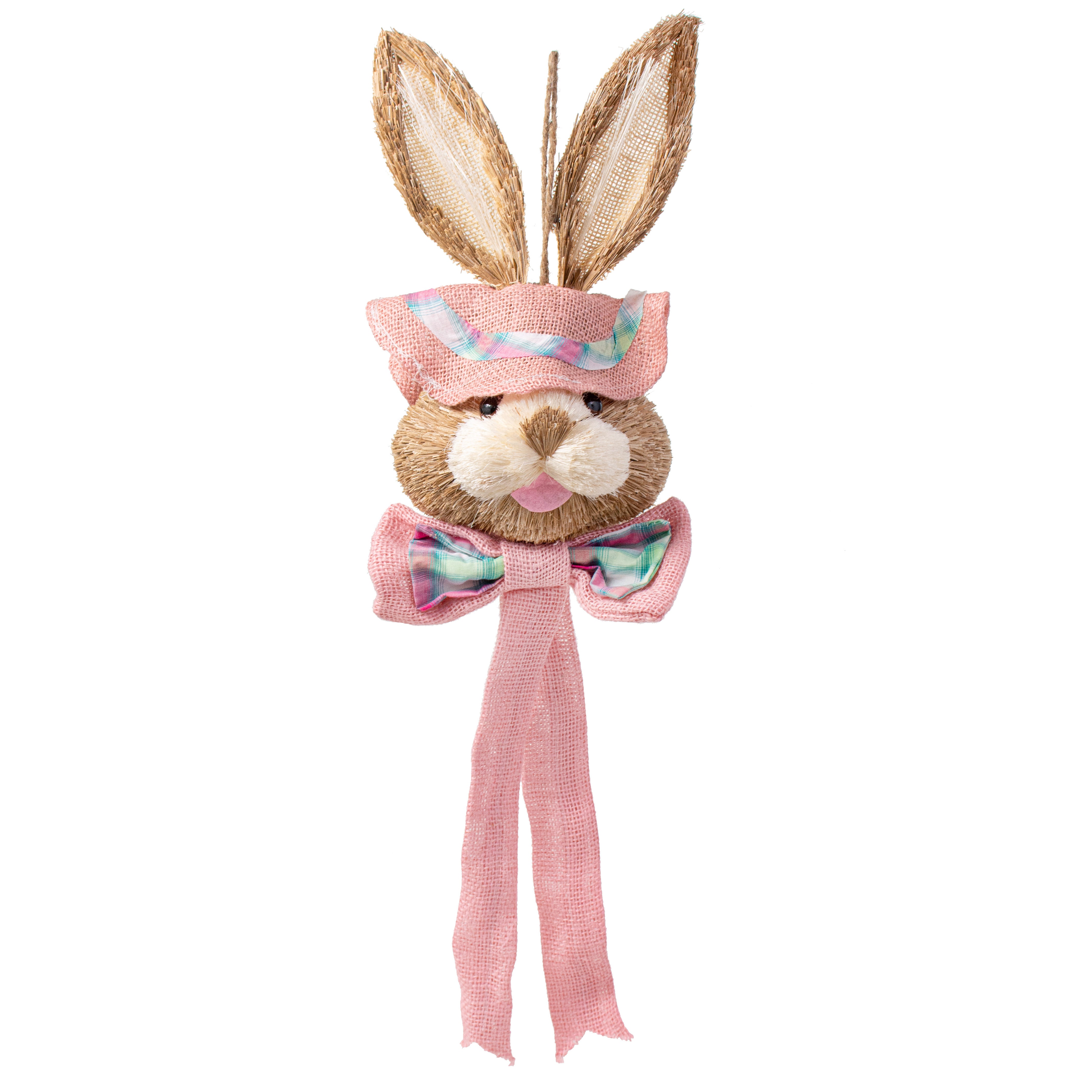 25" Sisal Bunny Head: Pink With Plaid Fabric Item Number: 9741199