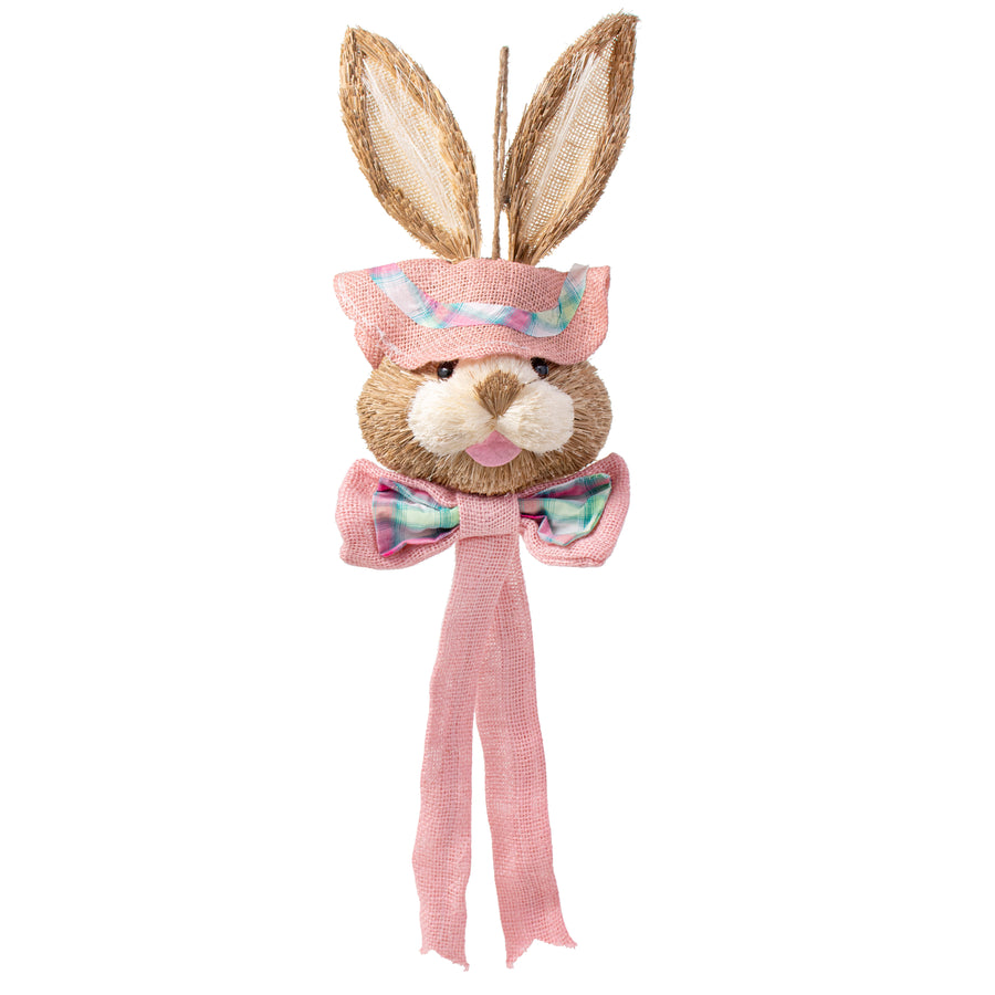 25" Sisal Bunny Head: Pink With Plaid Fabric Item Number: 9741199