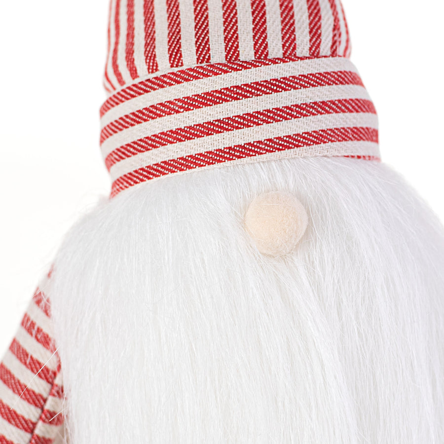 14" Sitting Santa Gnome With Stripe Hat detail photo 3