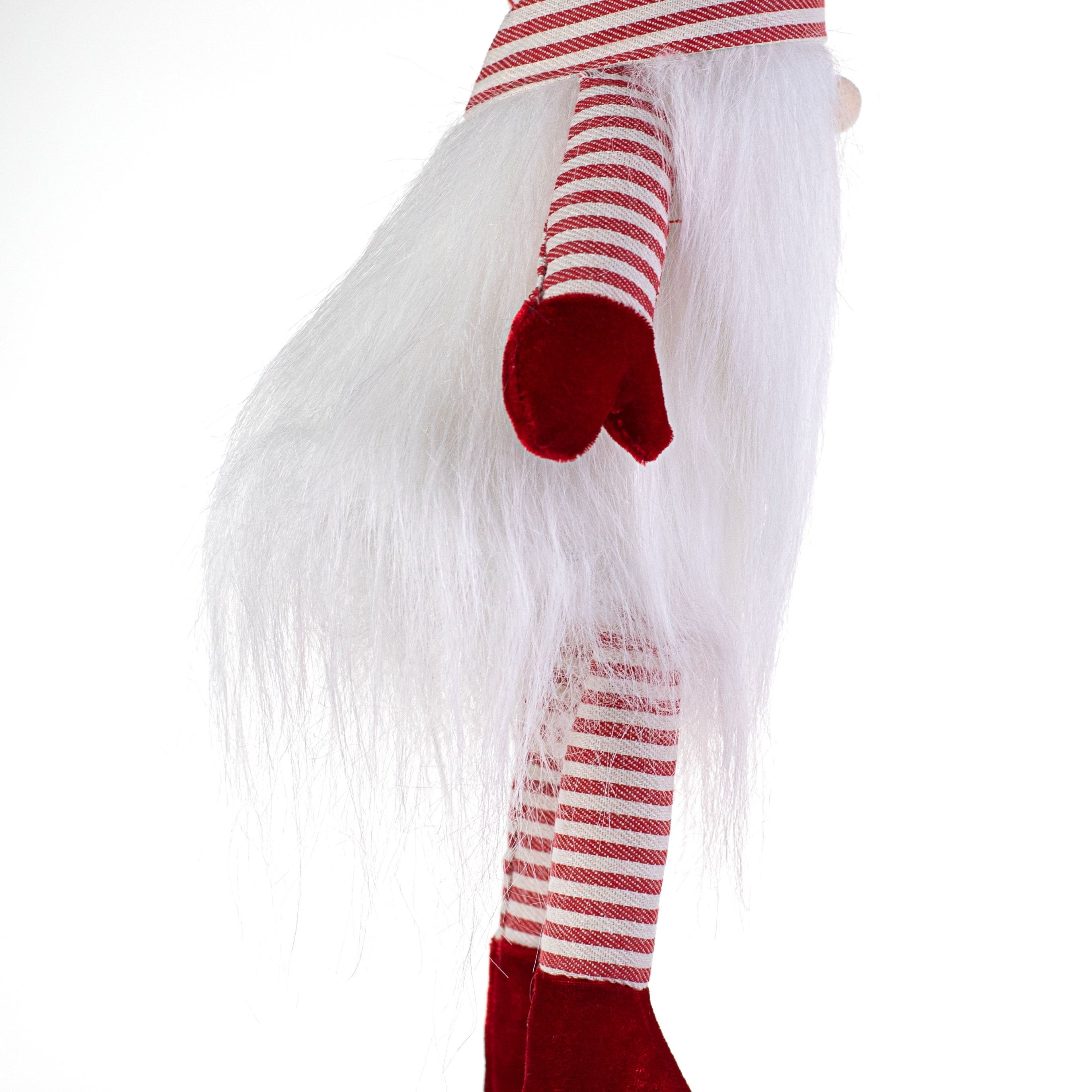 14" Sitting Santa Gnome With Stripe Hat detail photo 4