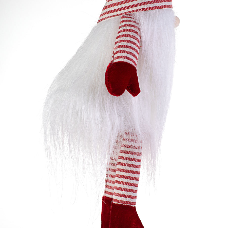 14" Sitting Santa Gnome With Stripe Hat detail photo 4