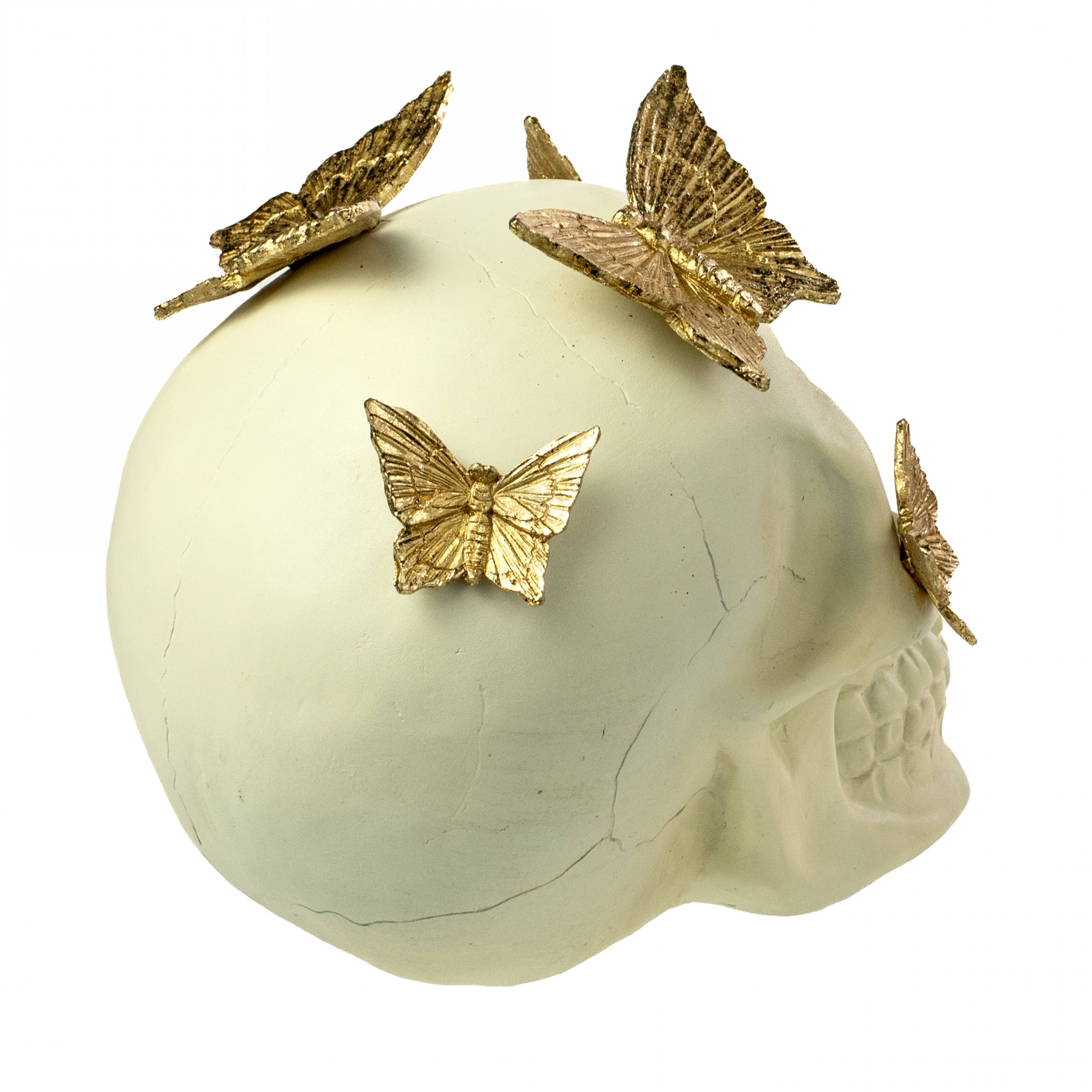 7.75" Skull with Butterflies Decor detail photo 4