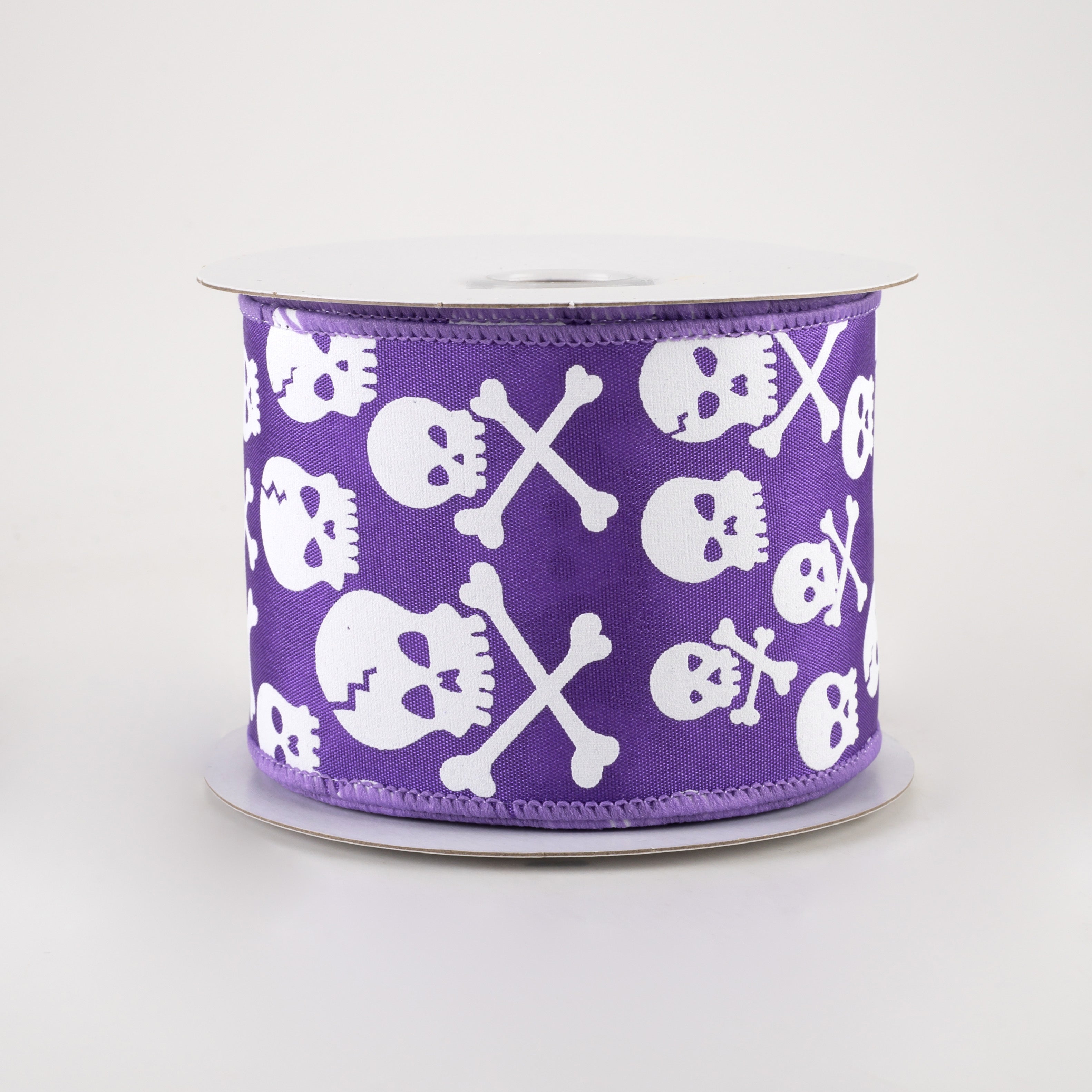 2.5" Skull and Crossbones Ribbon: Purple & White (10 Yards) Item Number: 58201-40-11
