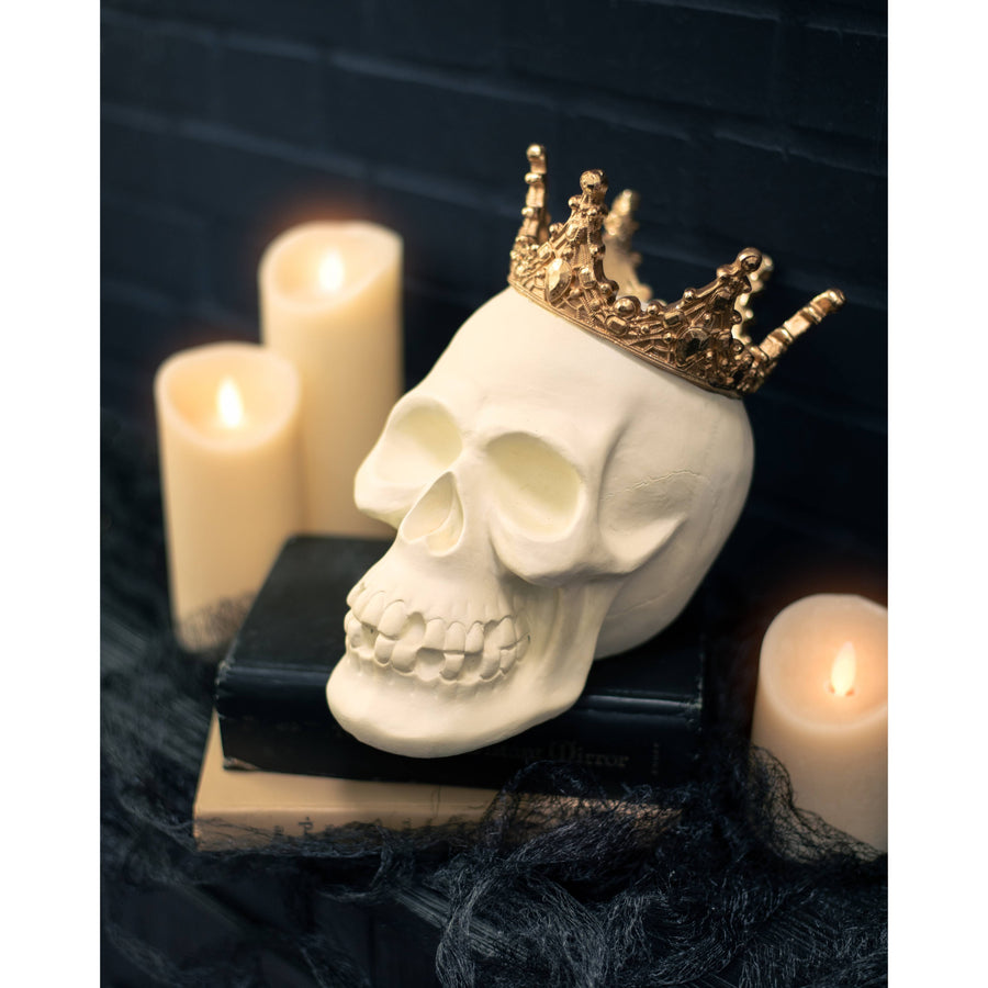 8.75" Skull with Crown Decor Lifestyle Photo