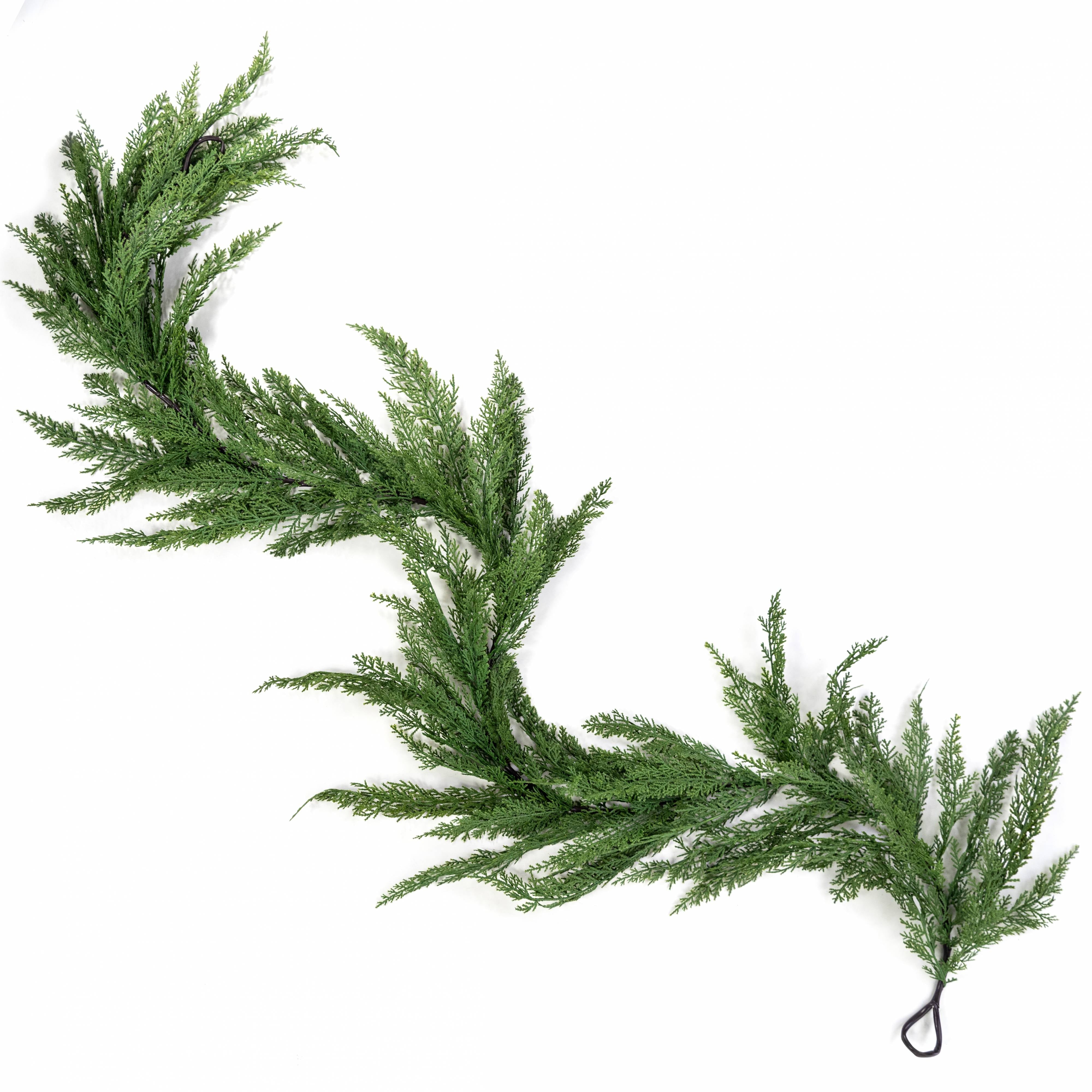 6' Slim Faux Cedar Arborvitae Garland detail photo 4