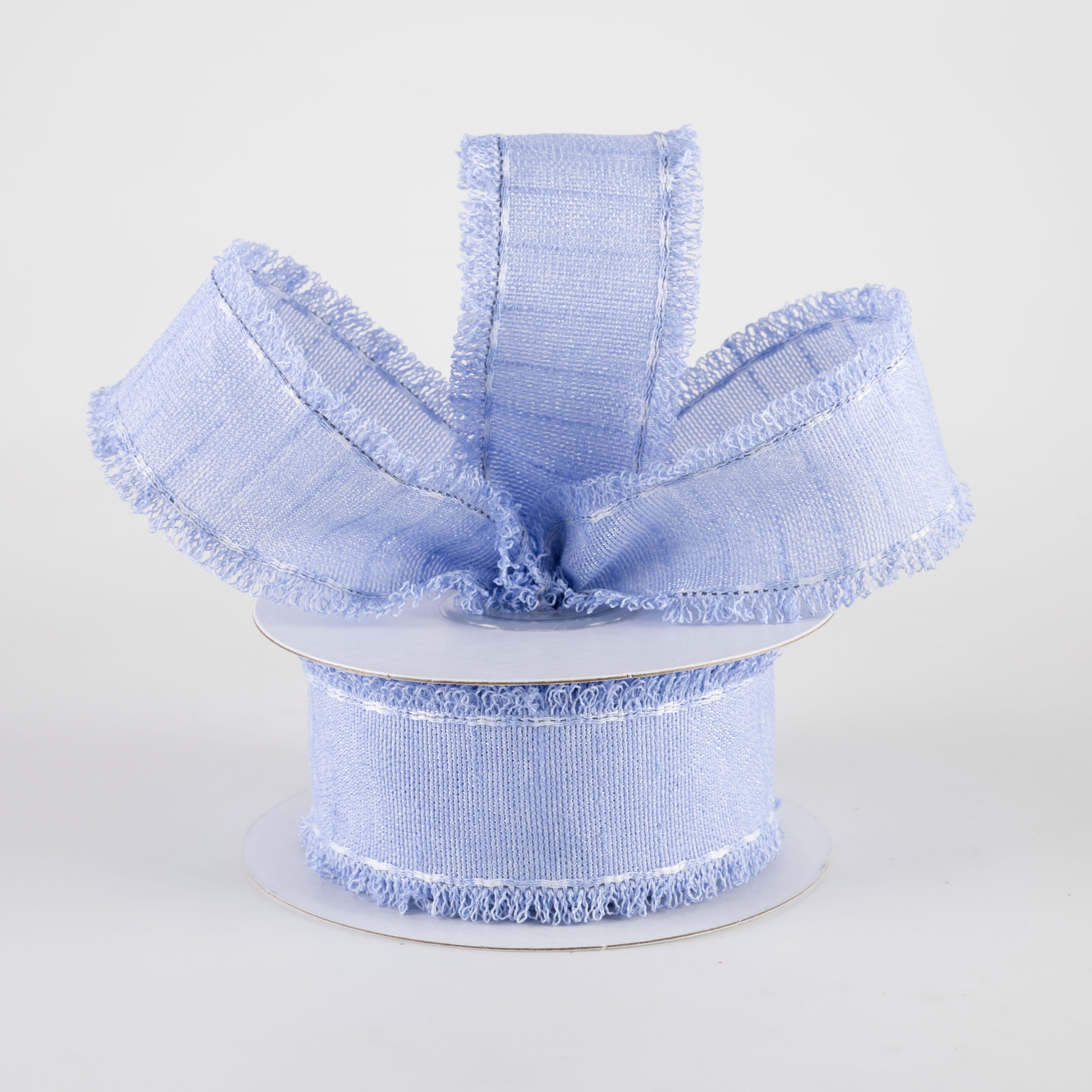 1.5" Slub Fuzzy Edge Ribbon: Lavender & White (10 Yards) Lifestyle Photo