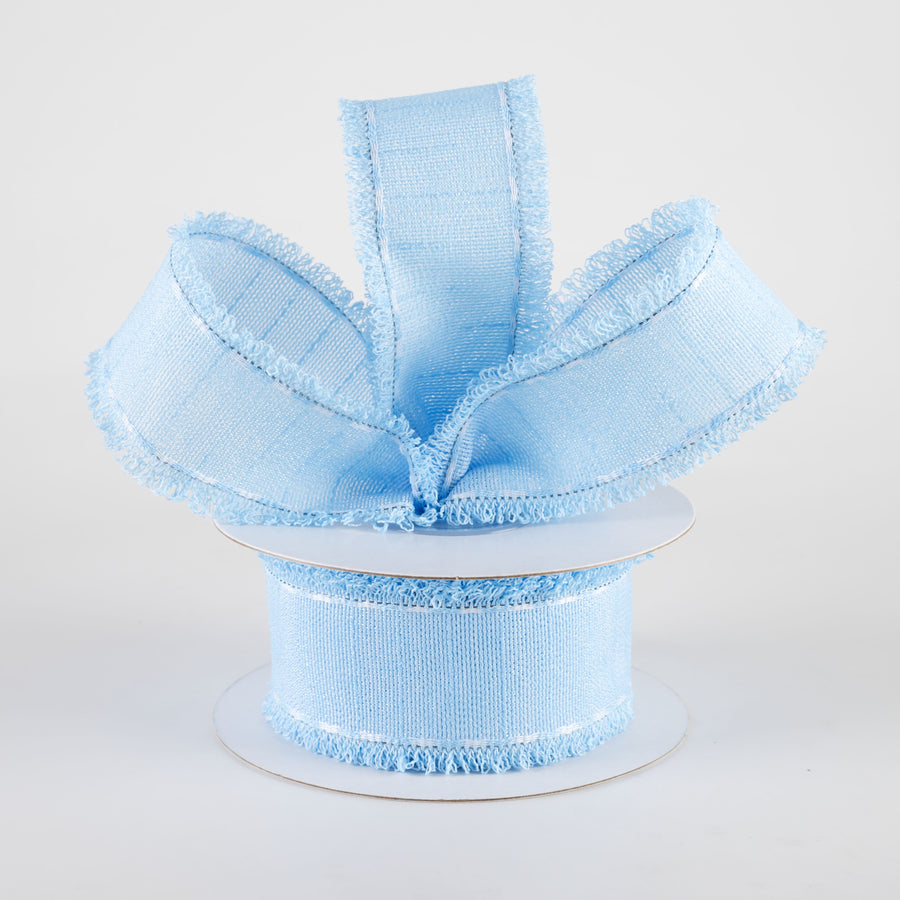 1.5" Slub Fuzzy Edge Ribbon: Light Blue & White (10 Yards) Lifestyle Photo