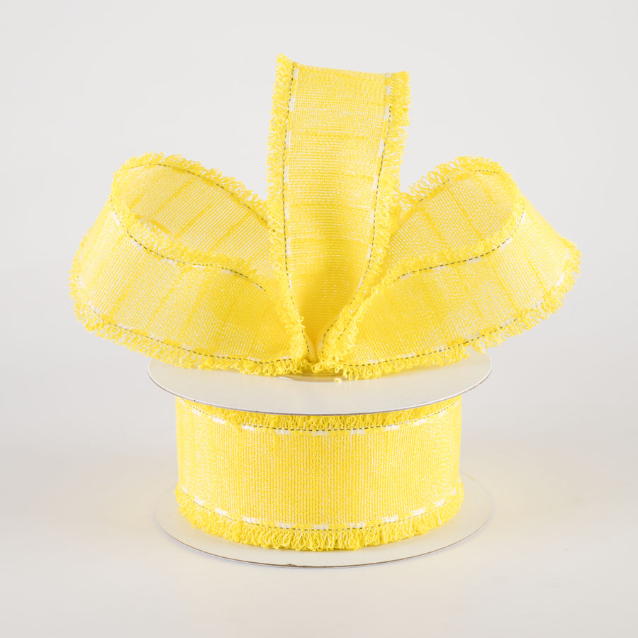 1.5" Slub Fuzzy Edge Ribbon: Yellow & White (10 Yards) Lifestyle Photo