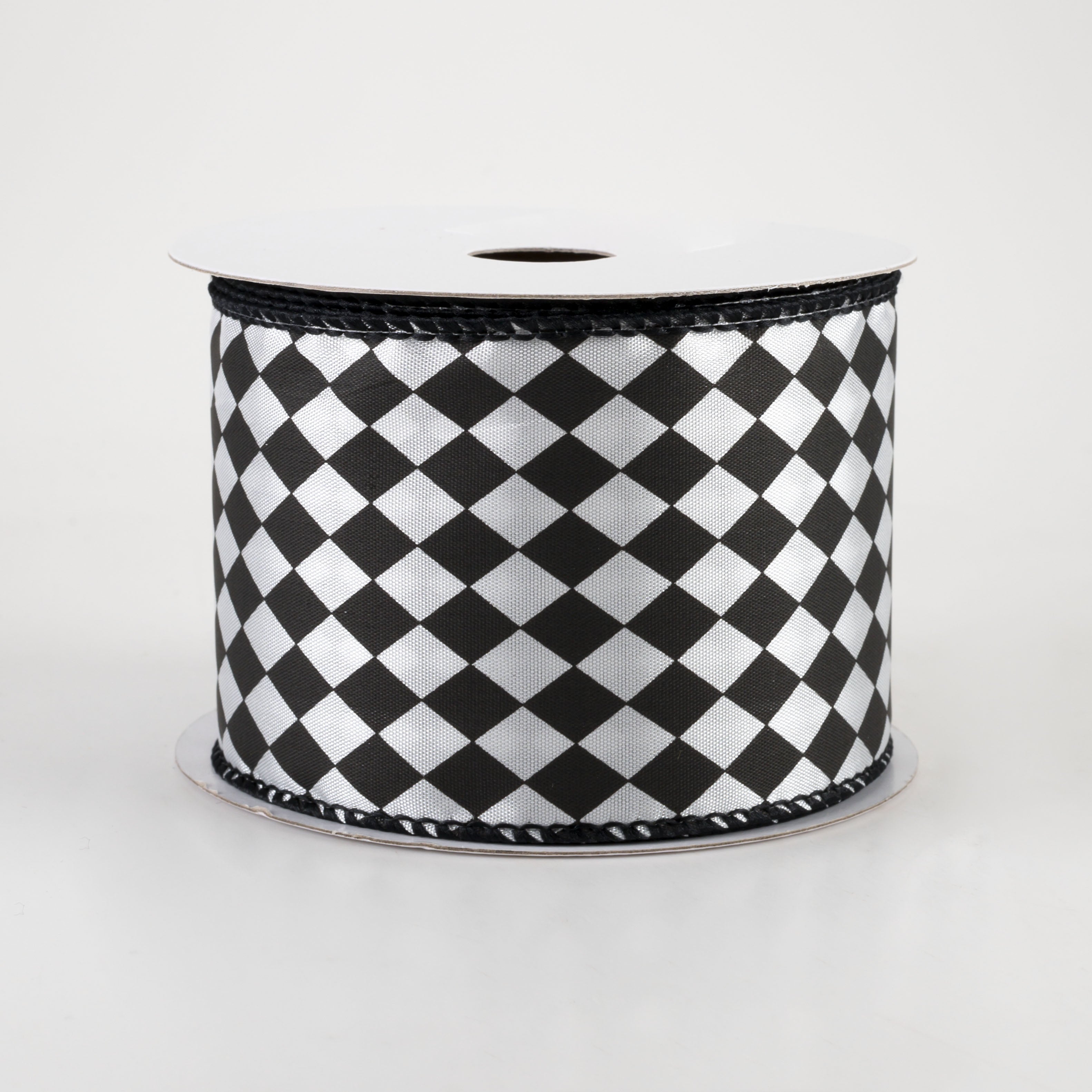 2.5" Small Harlequin Ribbon: Black & White (10 Yards)