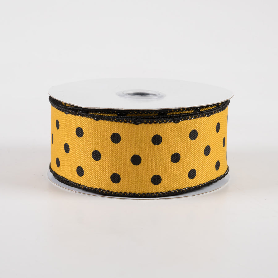 1.5" Small Polka Dot Ribbon: Dark Yellow (10 Yards)