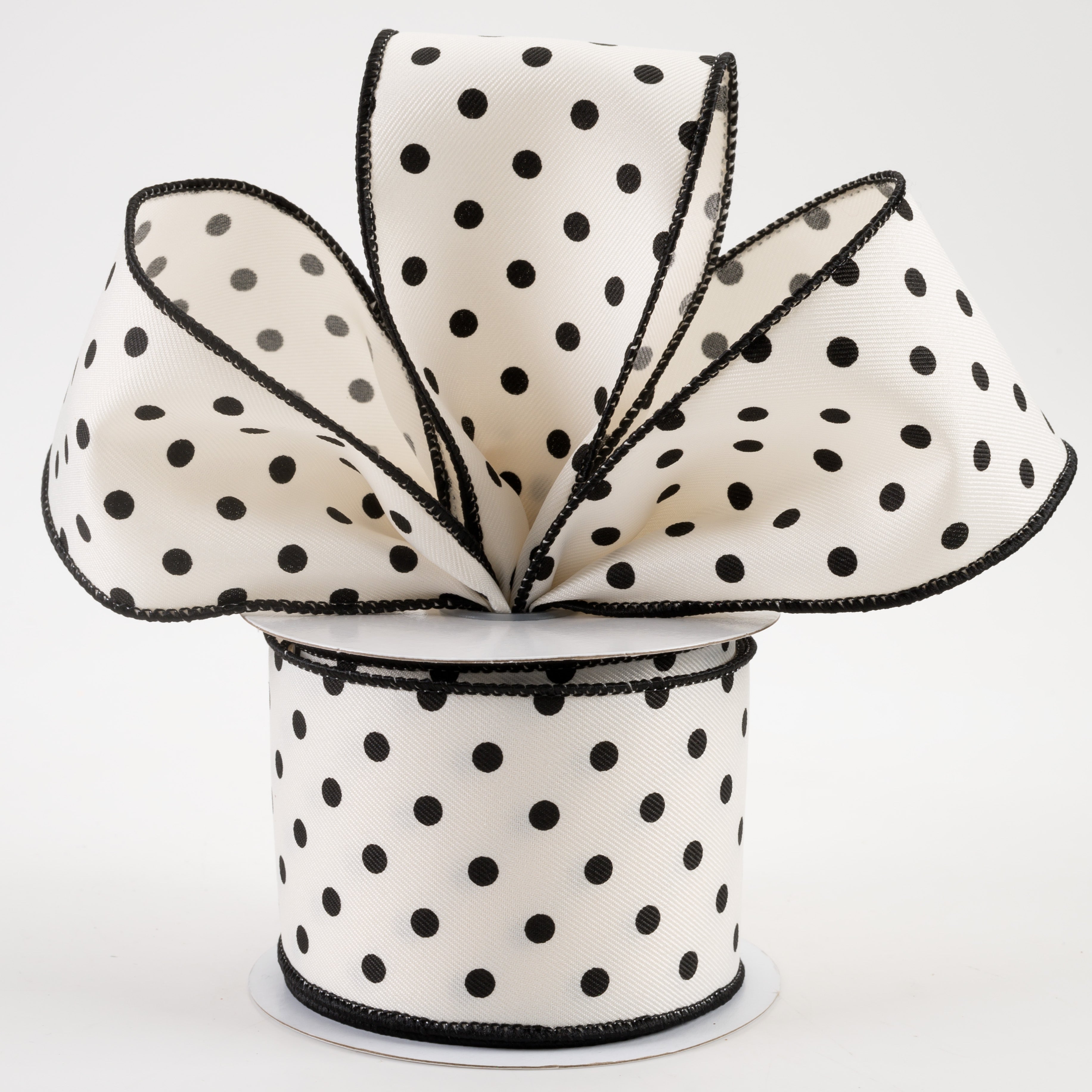 2.5" Small Polka Dot Ribbon: Ivory (10 Yards) Lifestyle Photo