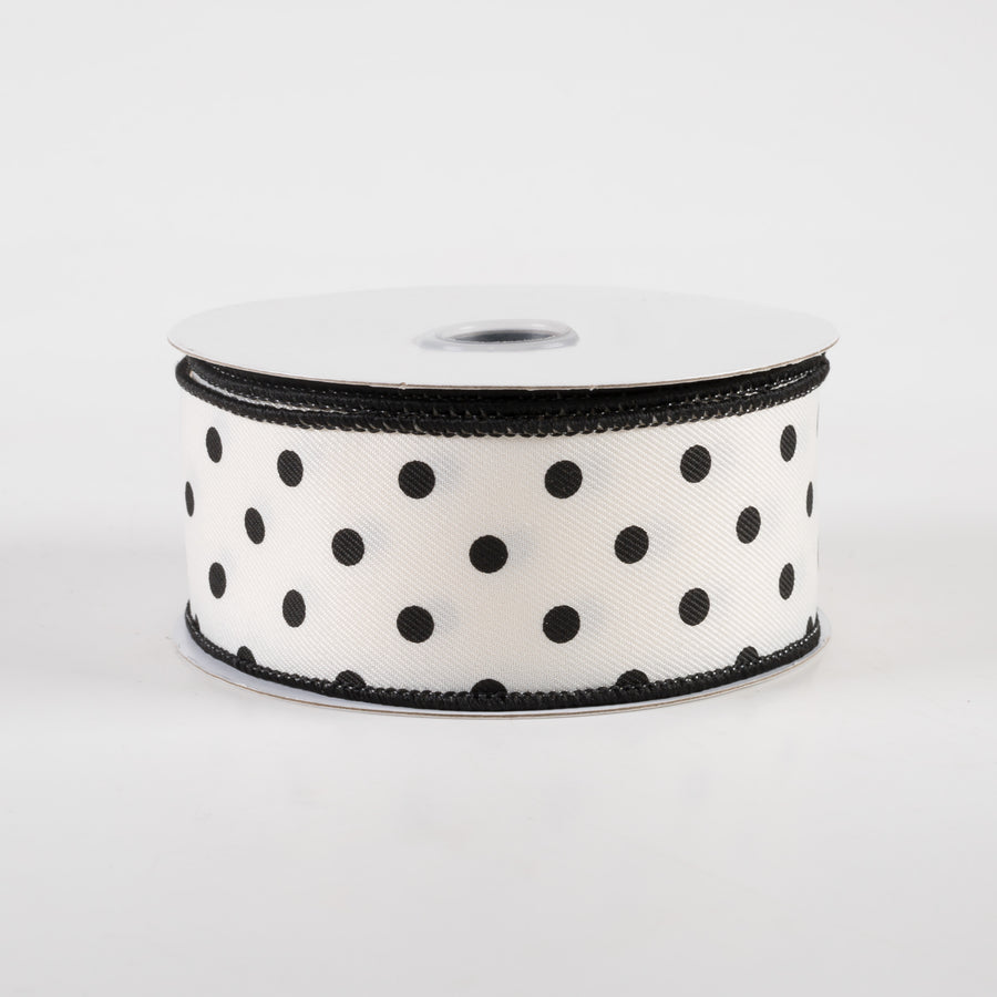 1.5" Small Polka Dot Ribbon: Ivory (10 Yards)