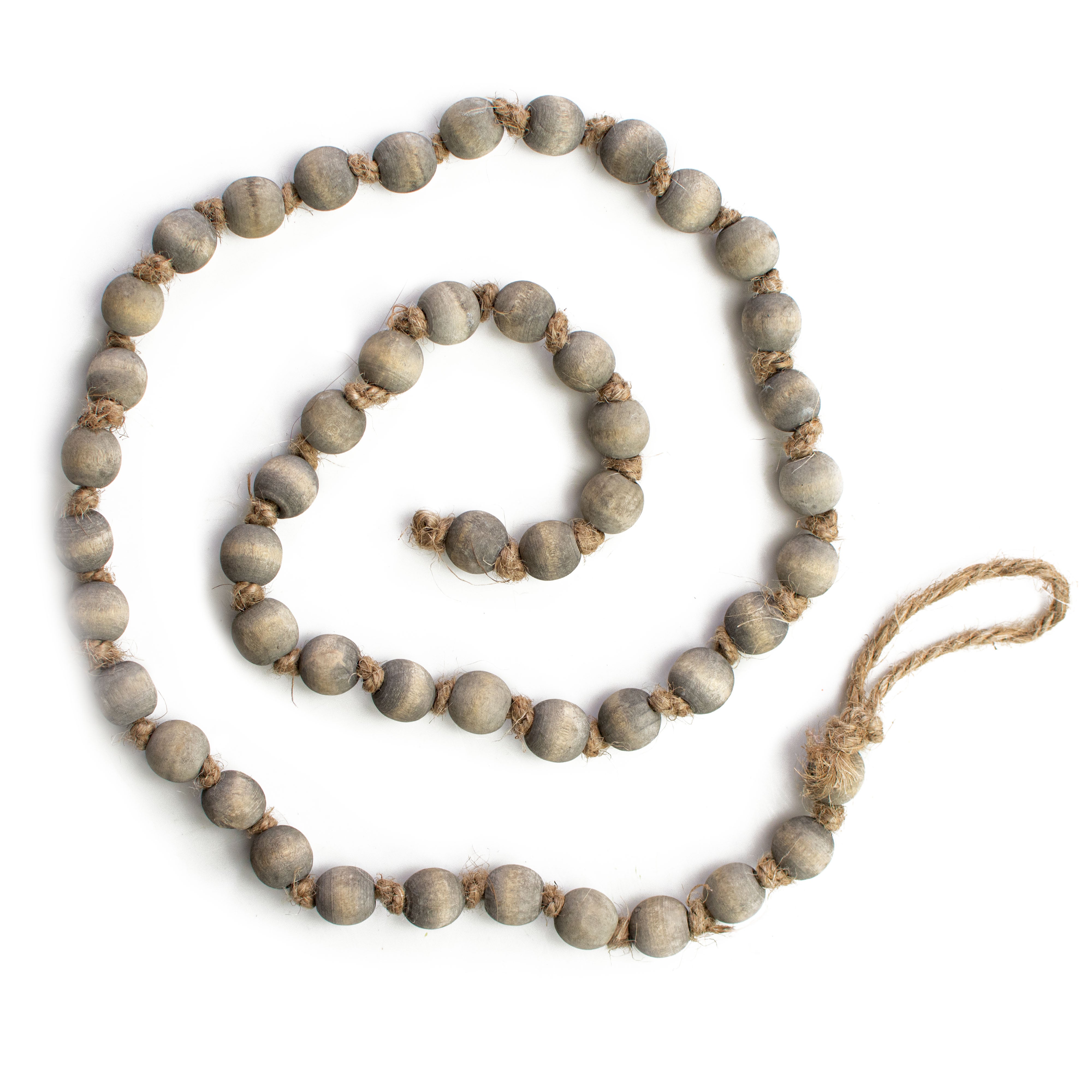 40" Small Wood Bead Garland: Grey Wash Item Number: MZ197932