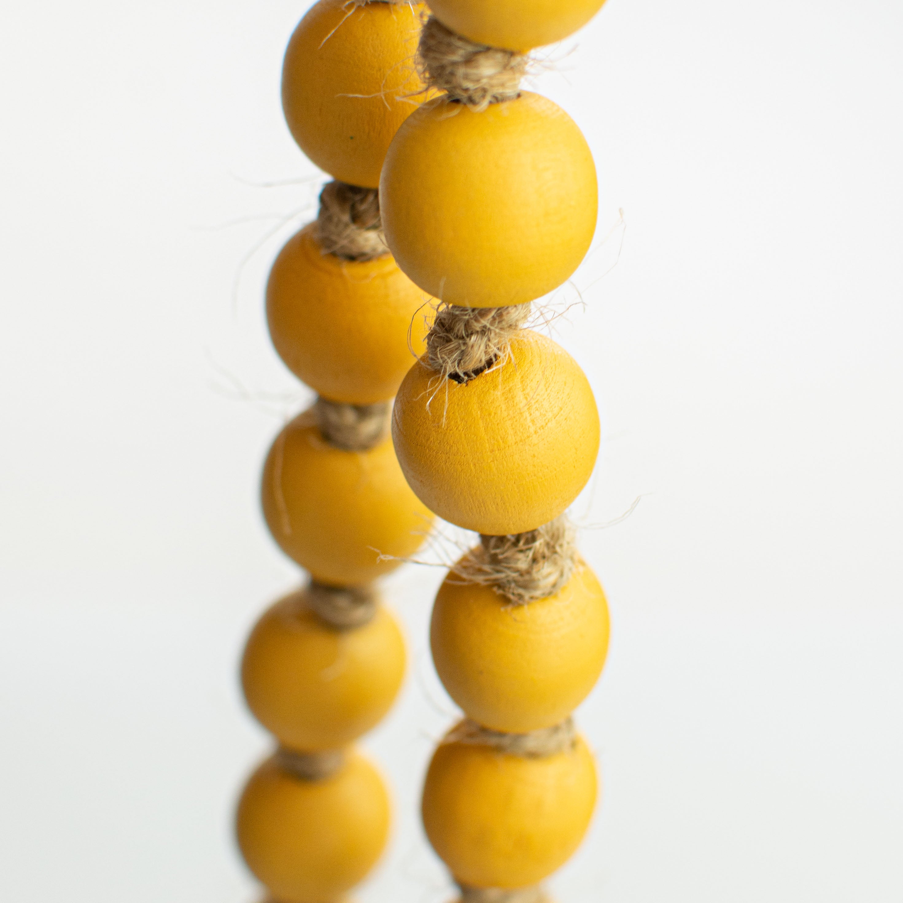 39" Small Wood Bead Garland: Mustard detail photo 3