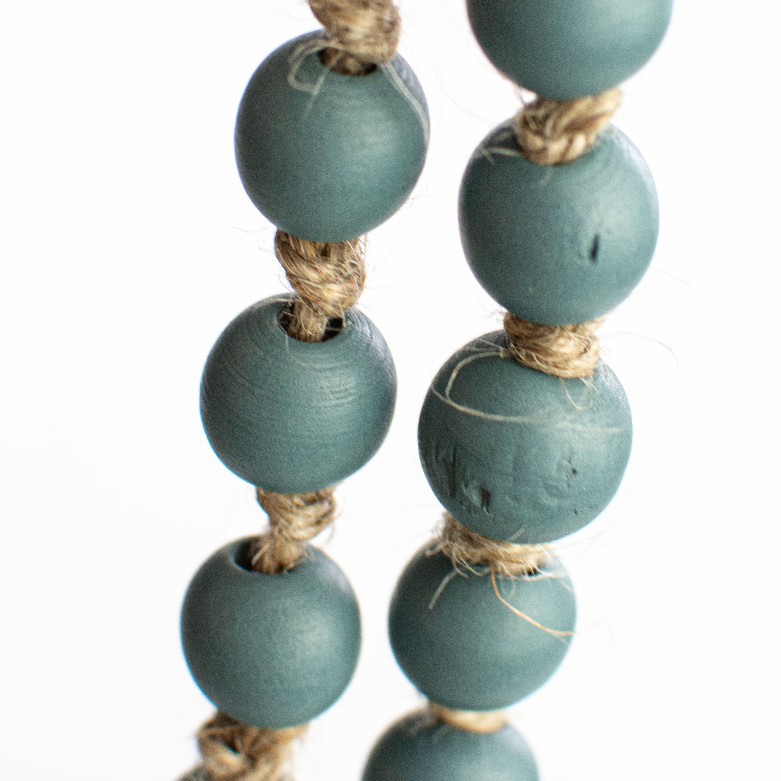 39" Small Wood Bead Garland: Smoke Blue detail photo 3