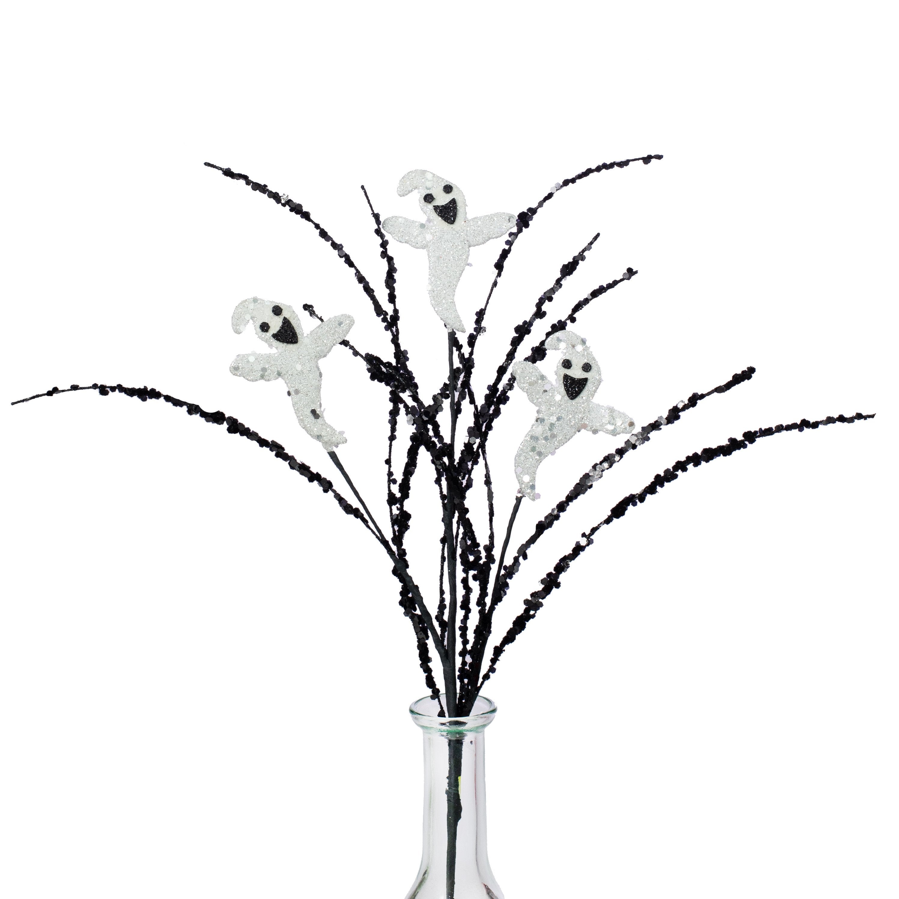 14" Smiling Glitter Ghost Pick Item Number: 52613BKWT