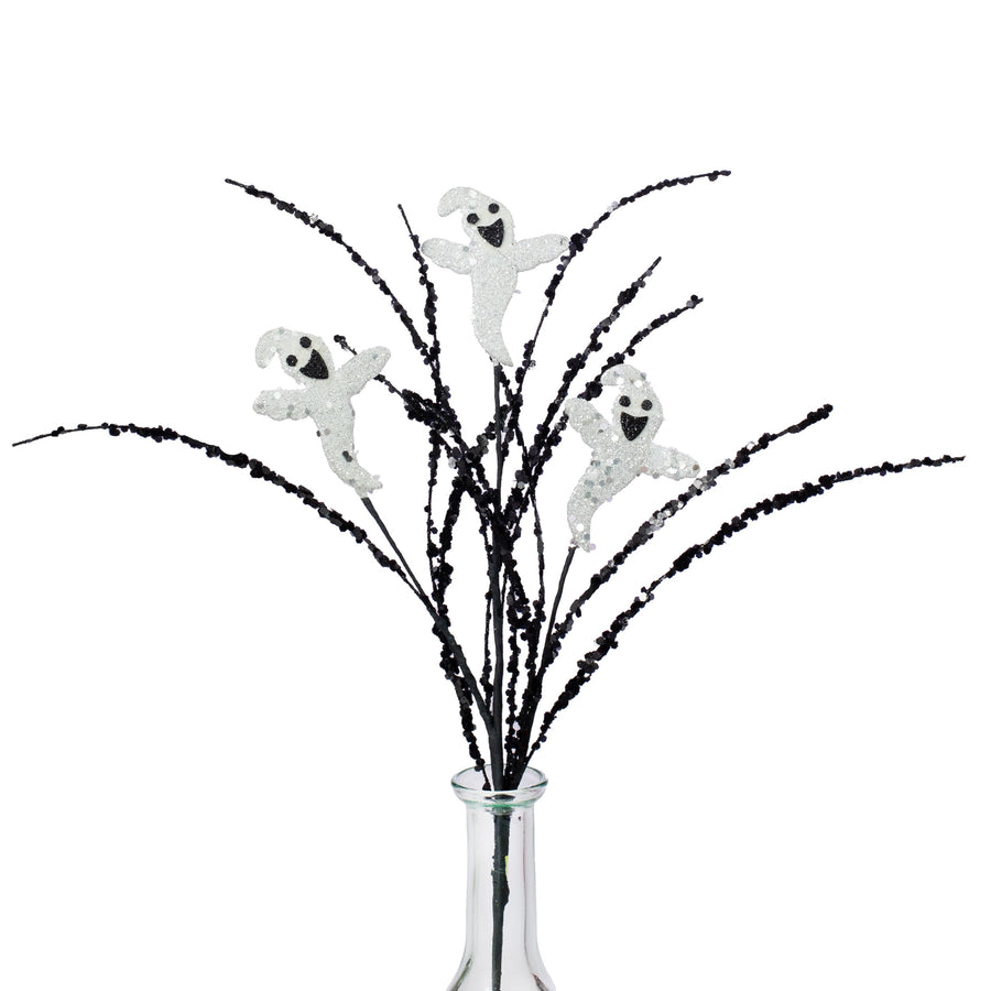 14" Smiling Glitter Ghost Pick Item Number: 52613BKWT