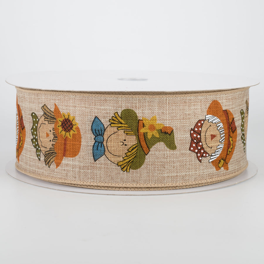 2.5" Smiling Scarecrow Ribbon: Natural (50 Yards)