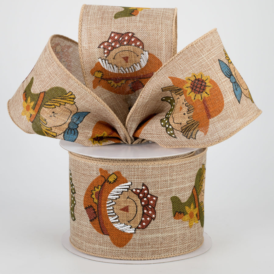 2.5" Smiling Scarecrow Ribbon: Natural (10 Yards) Lifestyle Photo
