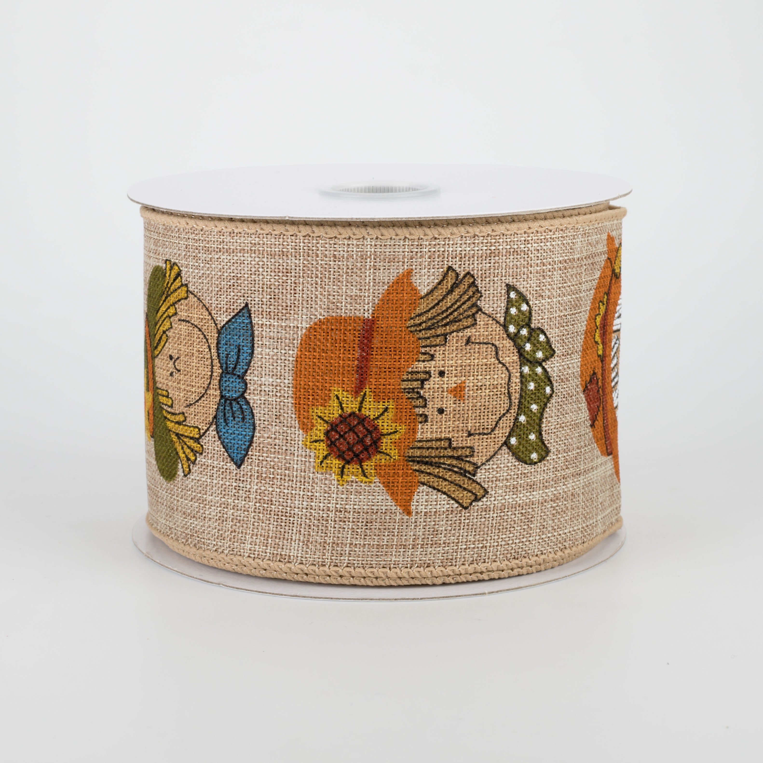 2.5" Smiling Scarecrow Ribbon: Natural (10 Yards)
