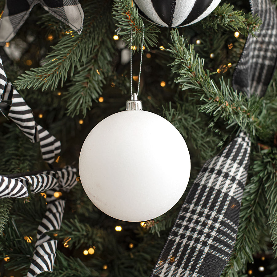 4" Smooth Flocked Ball Ornament: White Lifestyle Photo