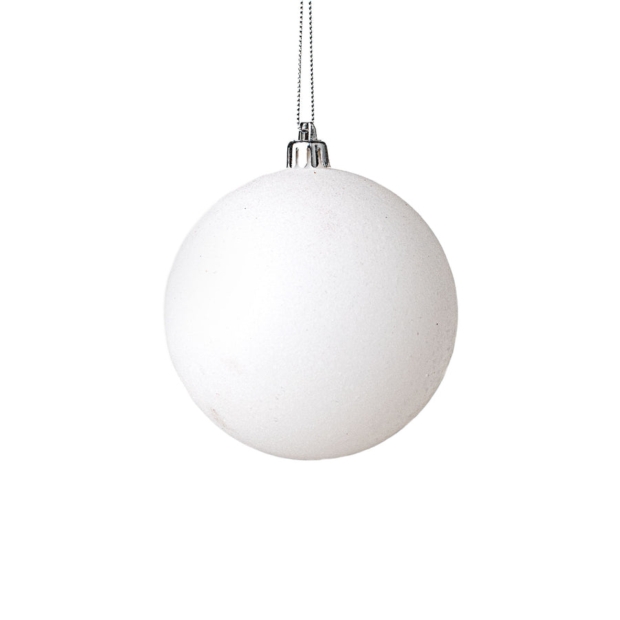 4" Smooth Flocked Ball Ornament: White Item Number: XH113727