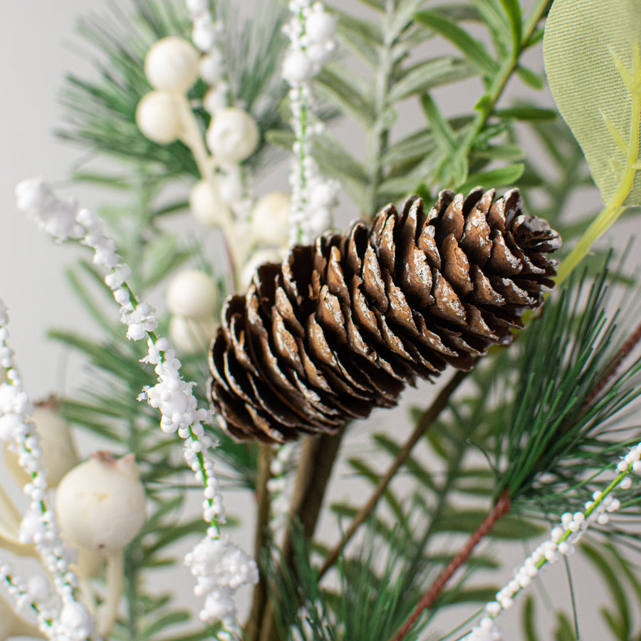 23" Snow Berry, Pine, Eucalyptus Spray detail photo 3